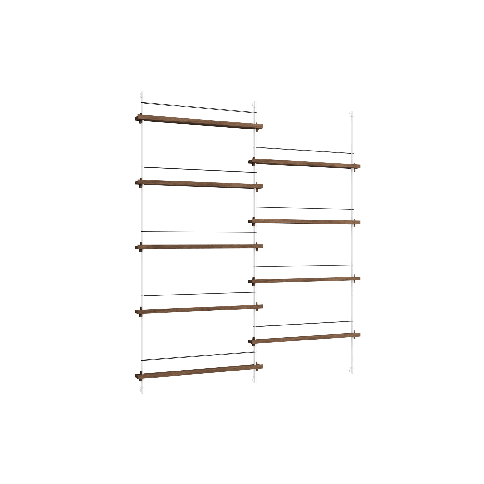 Moebe Magazine Shelving MS.180.2 Smoked Oak/ White