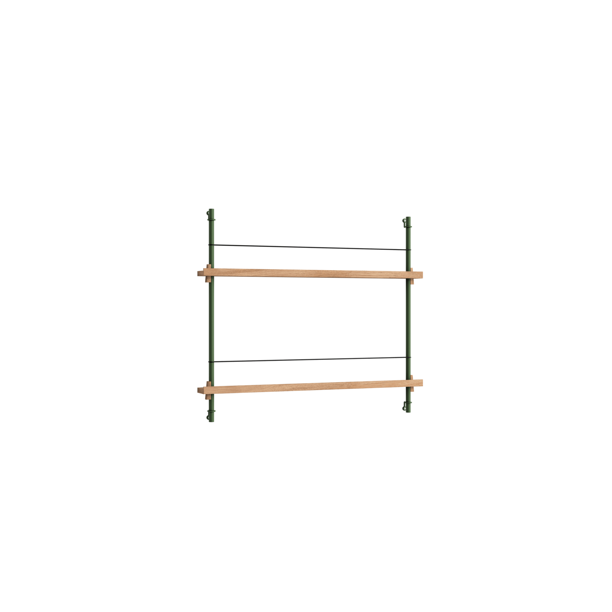 Moebe Magazine Shelving MS.65.1 Oak/Pine Green