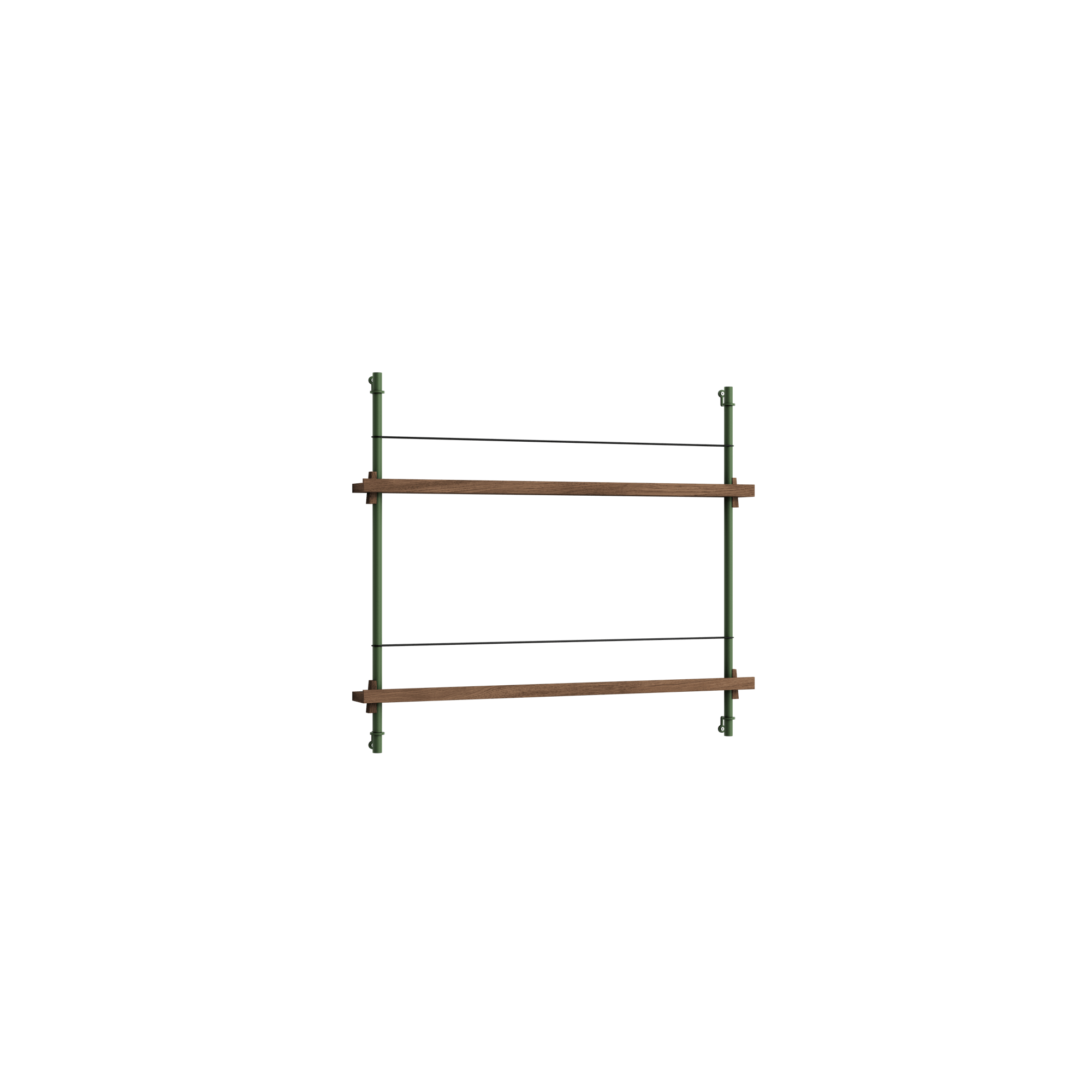 Moebe Magazine Shelving MS.65.1 Smoked Oak/Pine Green