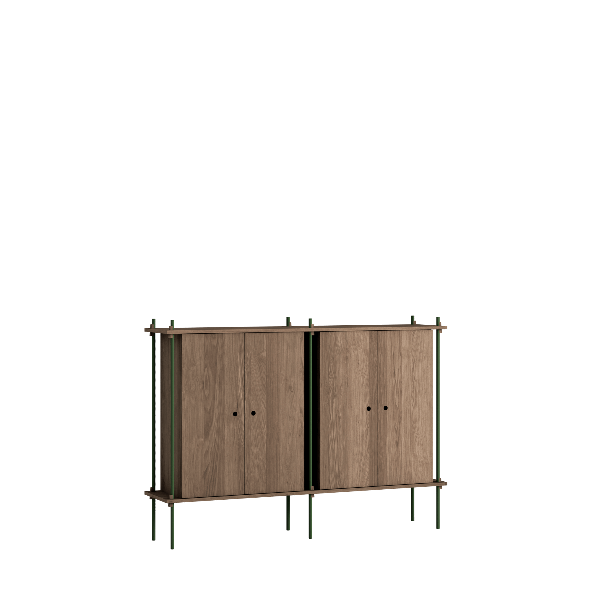 MOEBE S.115.2.E.SO Shelving System Smoked Oak/Pine Green