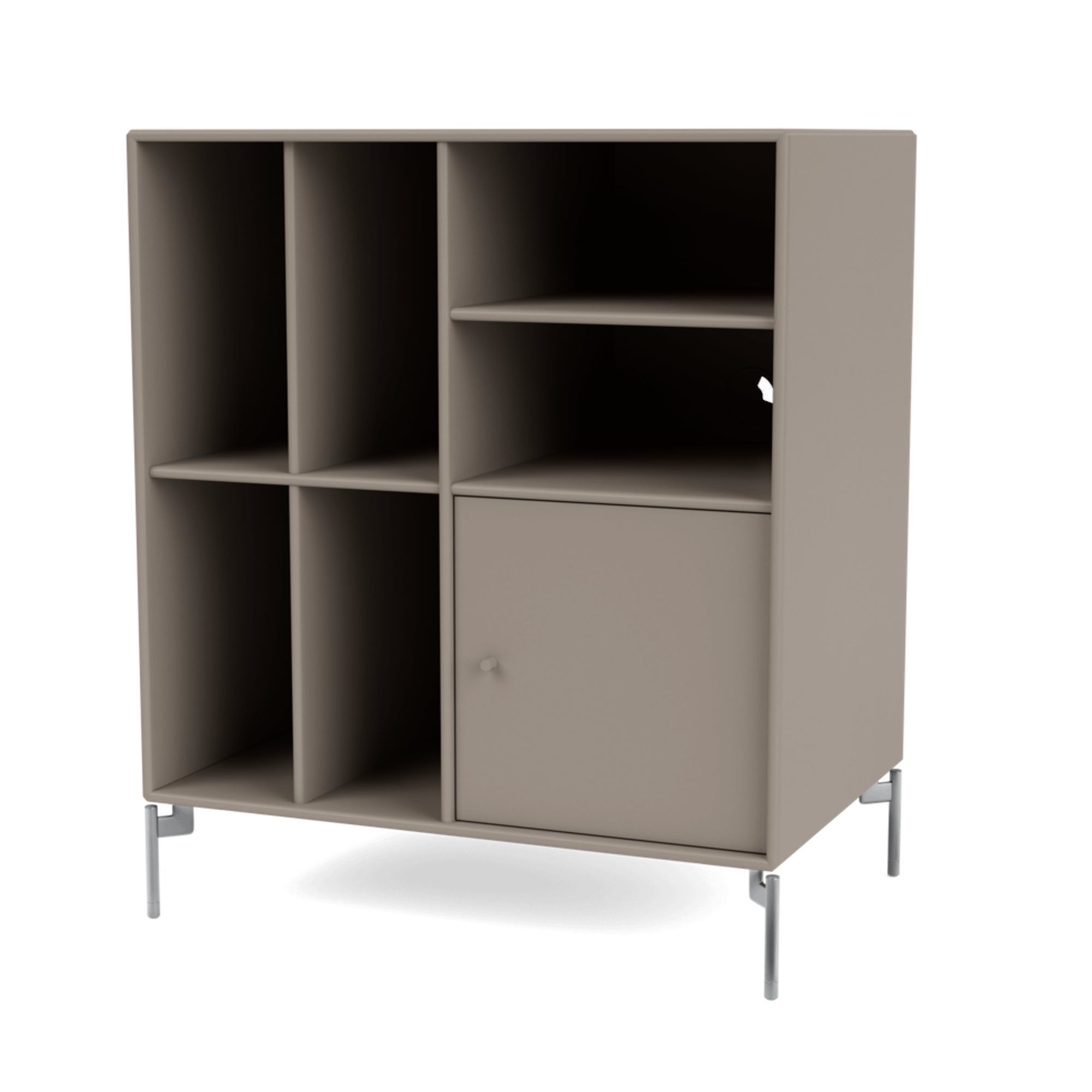 Montana SPIN II Vinyl Bookcase 141-Truffle/01- Chrome