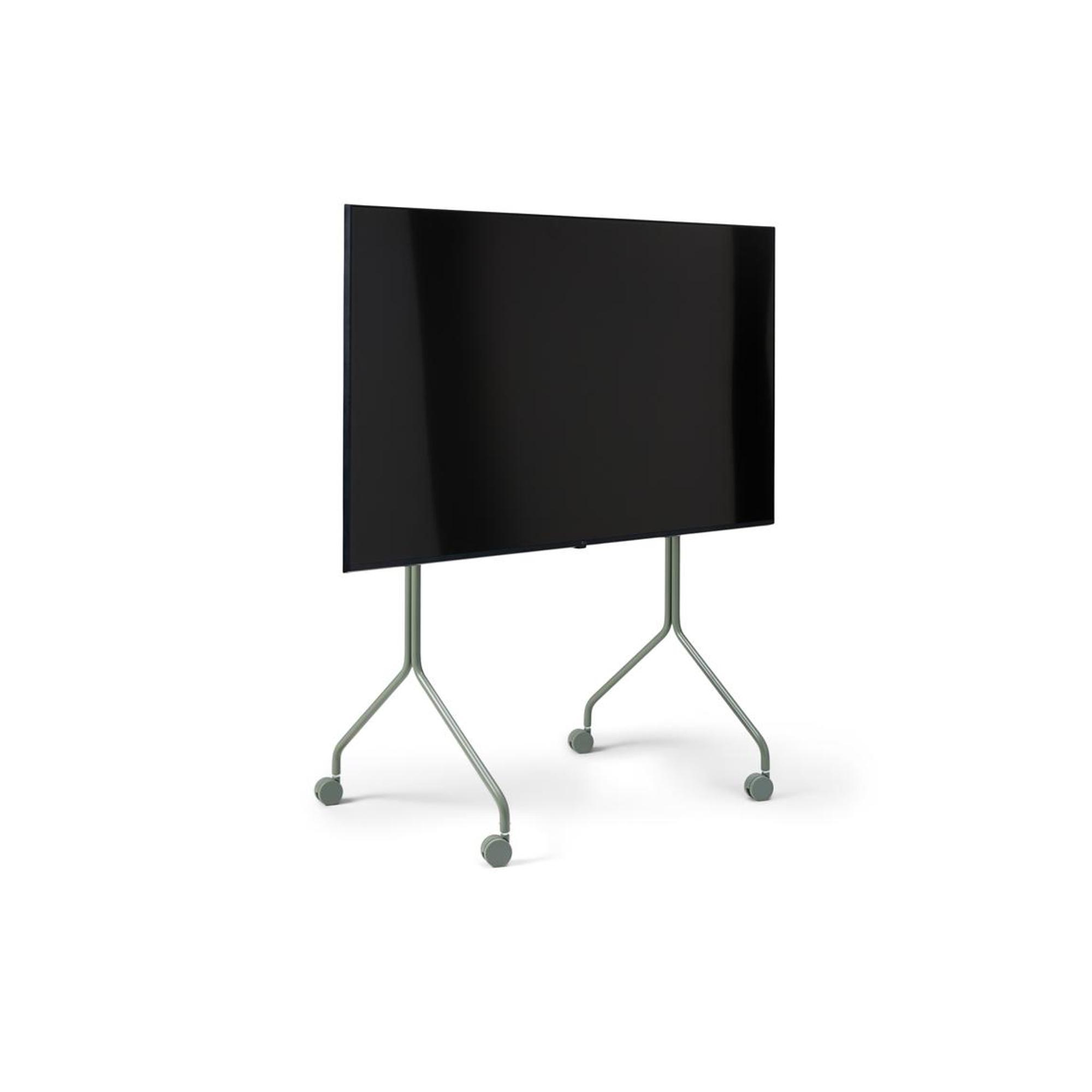Pedestal Moon - Mueble de TV Alto con Ruedas, Color Verde Musgo