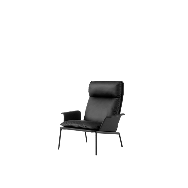 Muno LN17 Armchair With Armrests & High Back Warm Black/Noble Leather Black