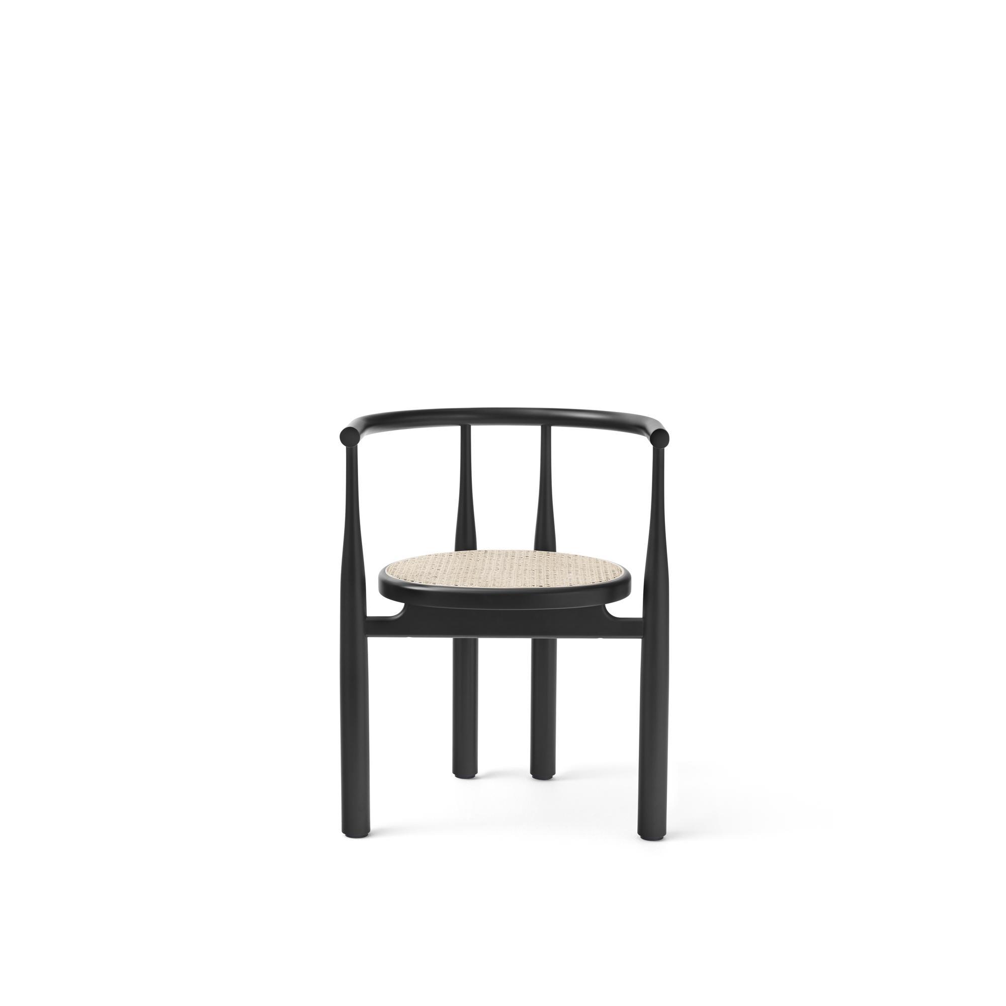 New Works Bukowski Dining Chair Black with French Cane