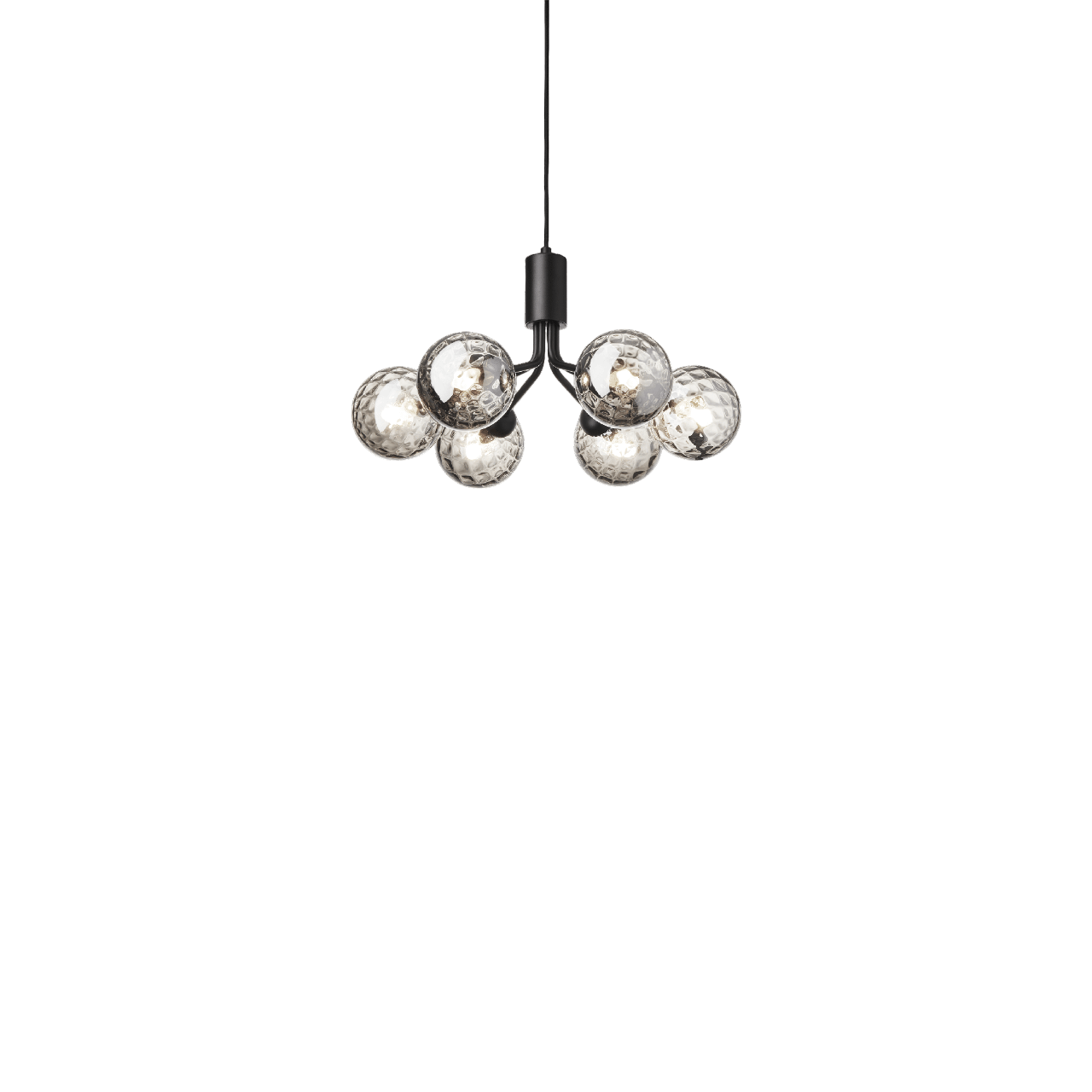 Nuura Apiales 6 Lysekrone Satin Sort/Optic Smoke