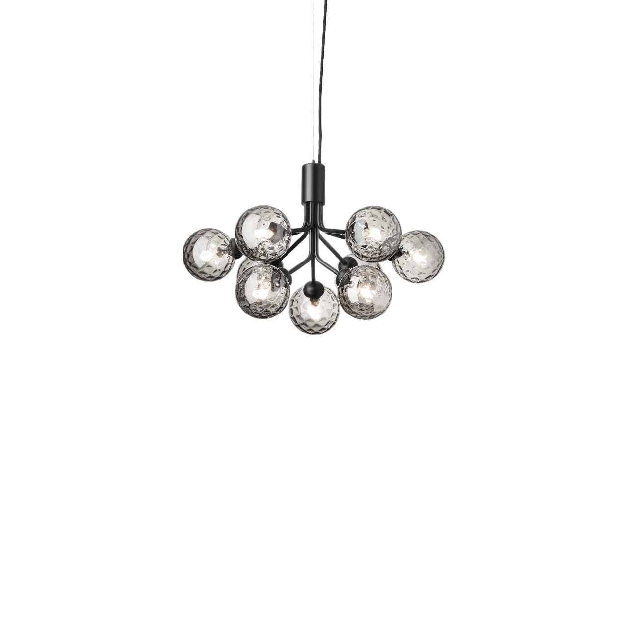 Nuura Apiales 9 Lysekrone Satin Sort/Optic Smoke