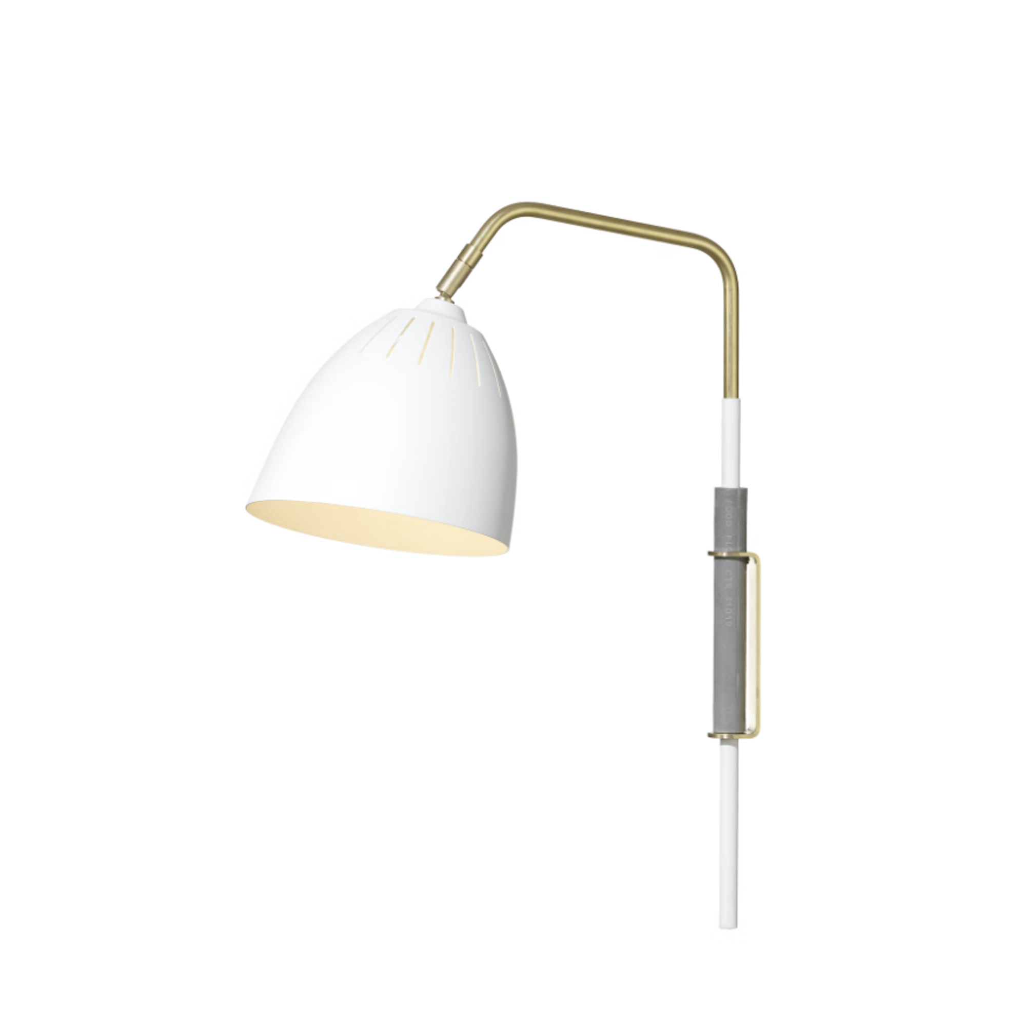 Örsjö Lean Wandlamp Messing/ Wit met Snoer