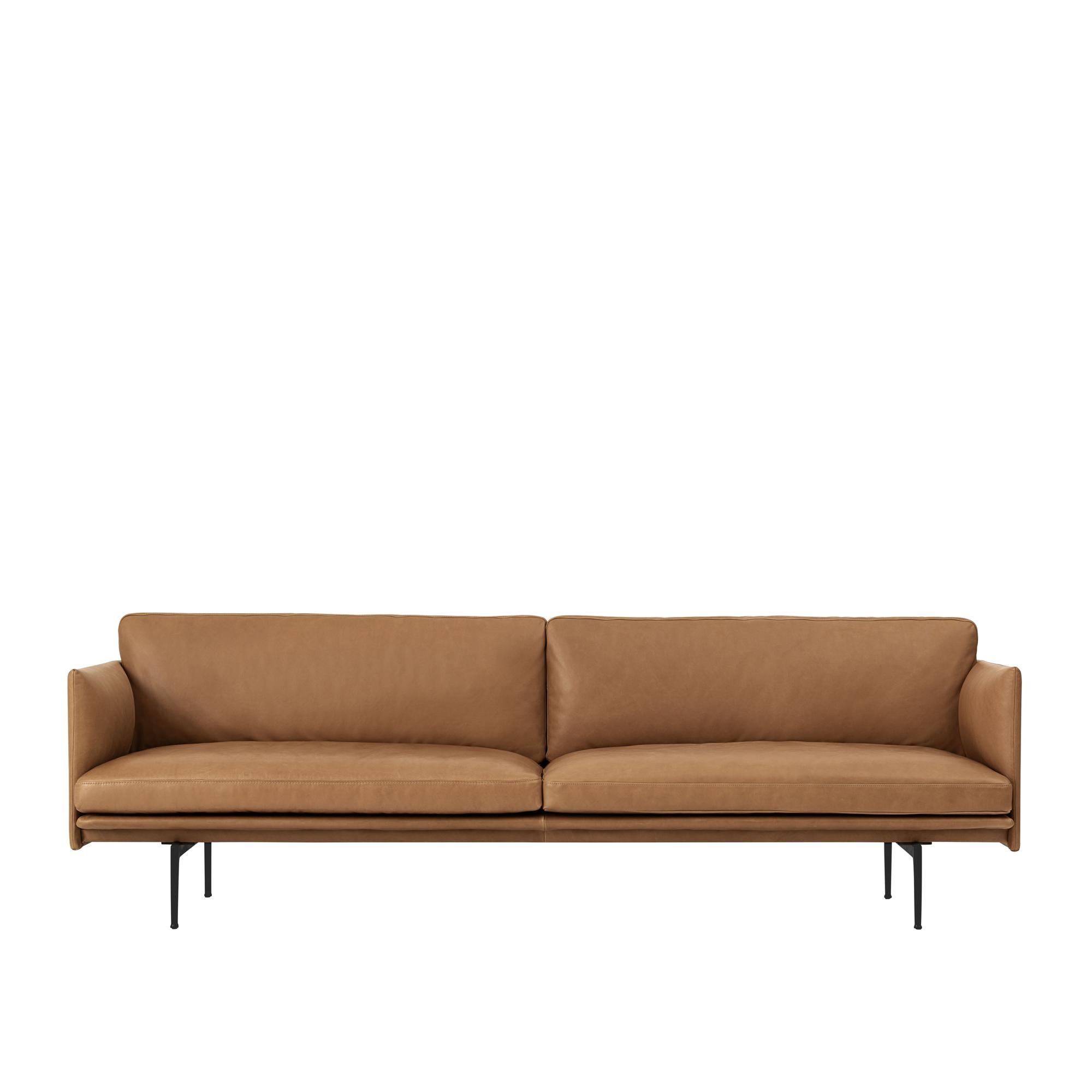 Muuto Outline 3-personers Sofa Læder/Cognac/Sort