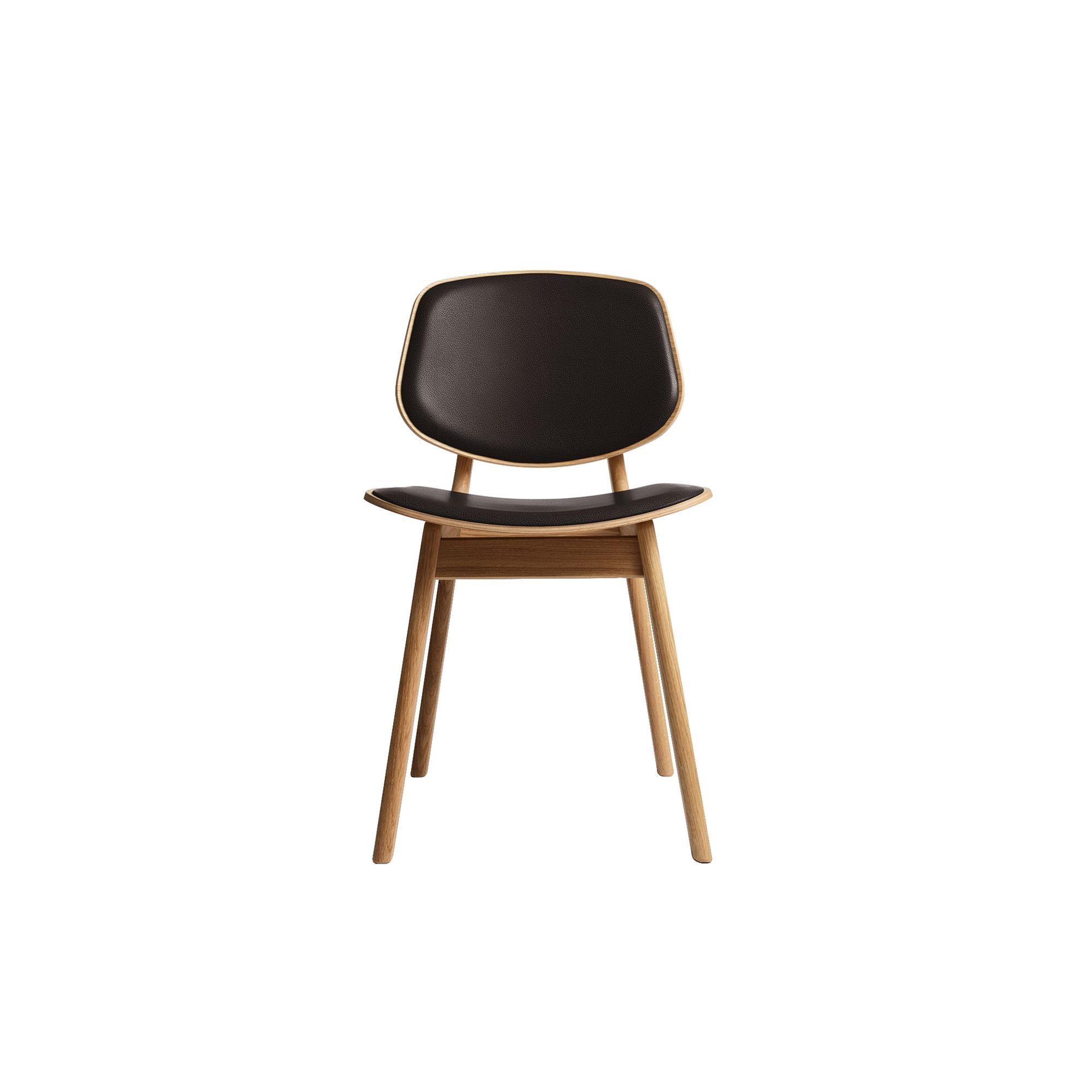 Ro Collection Pandora Dining Chair Upholstered Oiled Oak/Dark Brown Leather