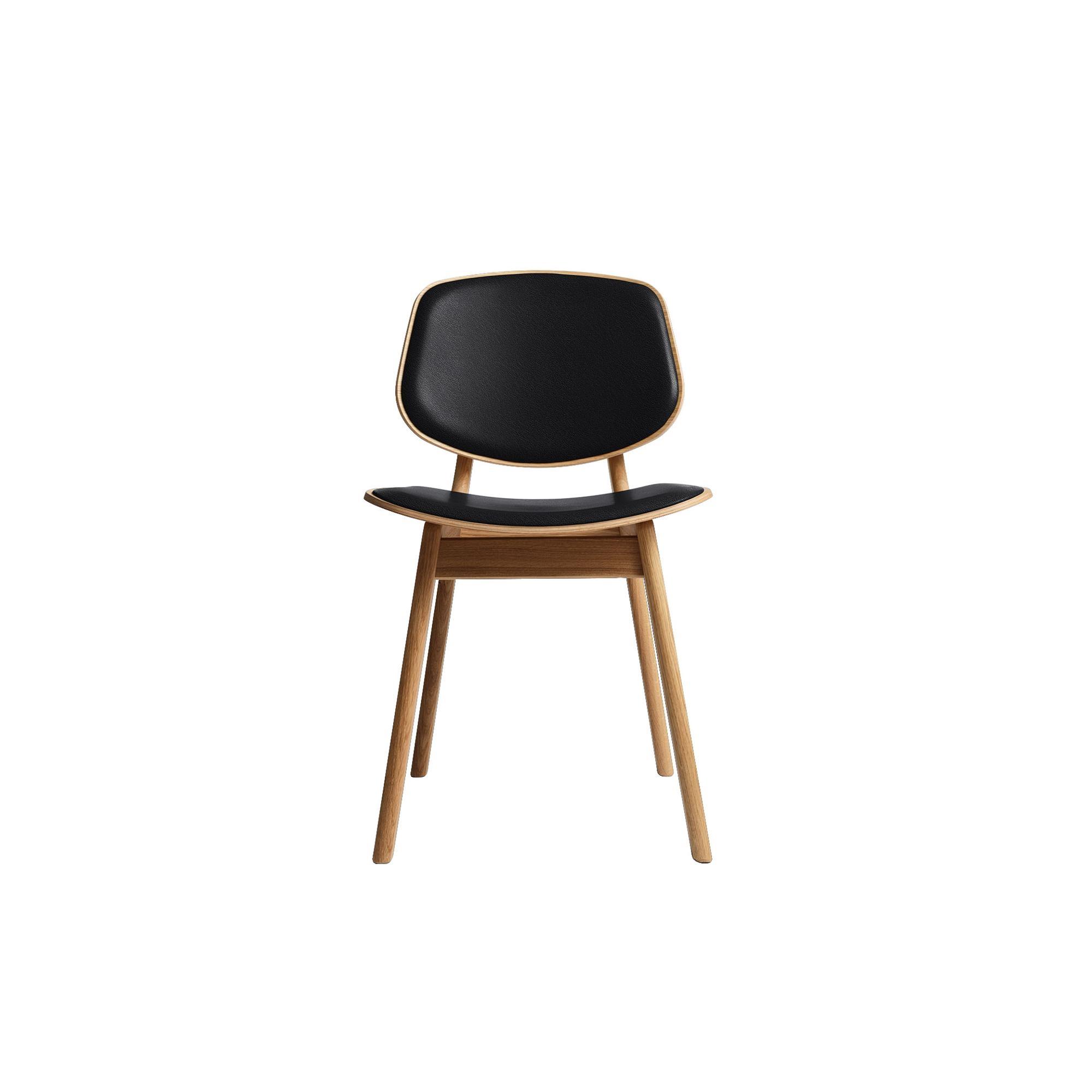 Ro Collection Pandora Dining Chair Upholstered Oiled Oak/ Black Leather