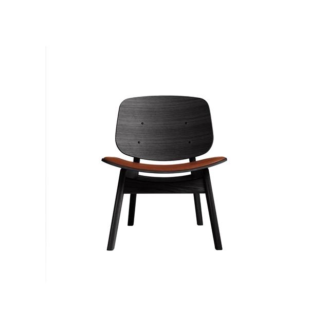 Fauteuil Pandora Ro Collection, Assise Rembourrée, Chêne Laqué Noir/cuir Calvados