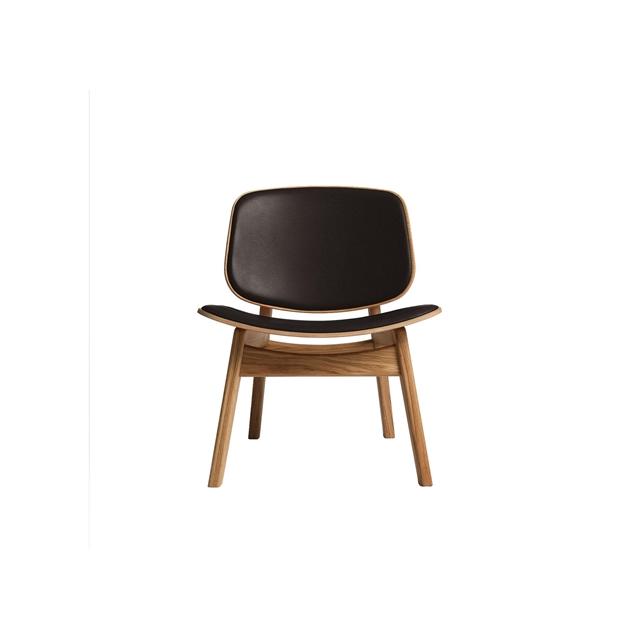 Fauteuil Pandora de La Collection Ro, Tapissé en Chêne Huilé et Cuir Marron Foncé