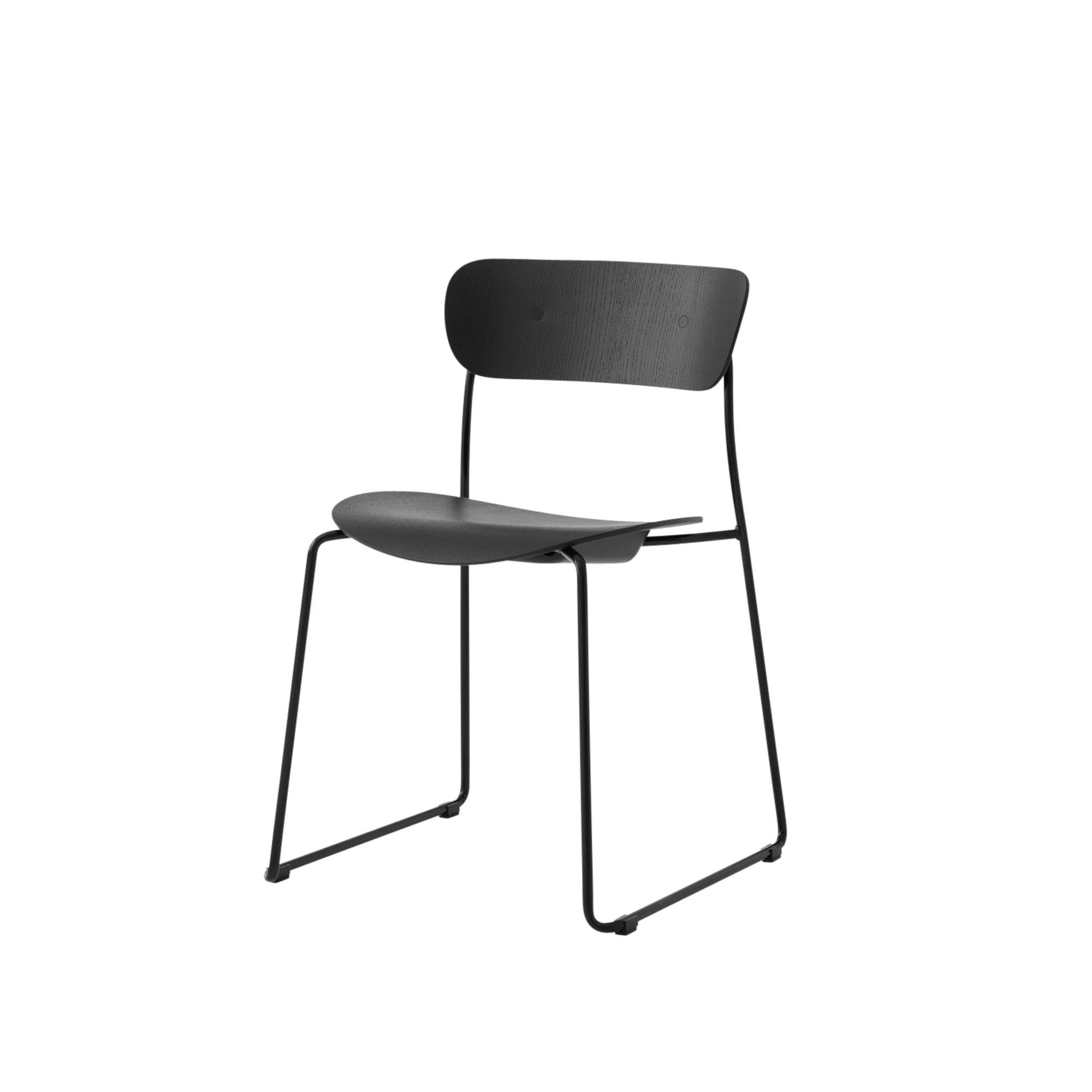 Silla de Comedor &Tradition Pavilion AV51 en Roble Lacado en Negro/ Negro