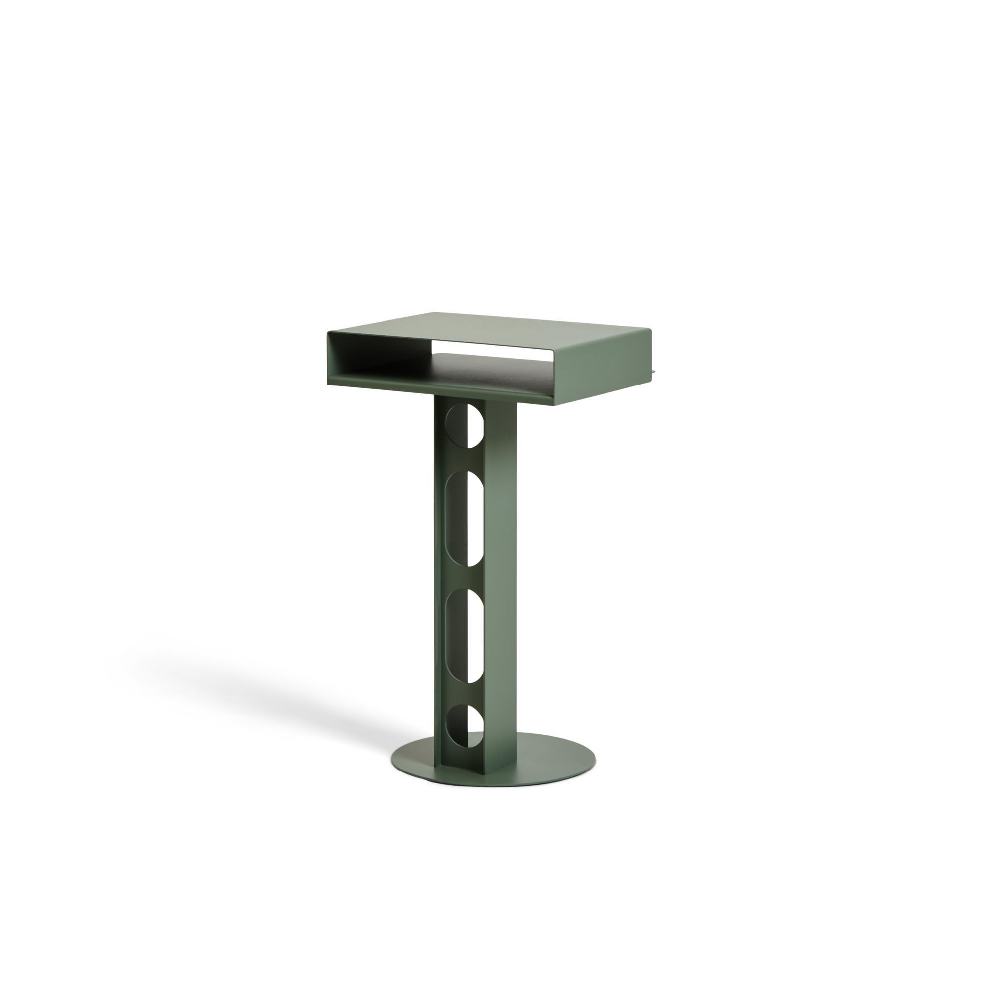 Pedestal Sidekick Side Table Mossy Green