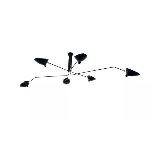 Serge Mouille 6 Roterande Taklampa Svart/ Vit