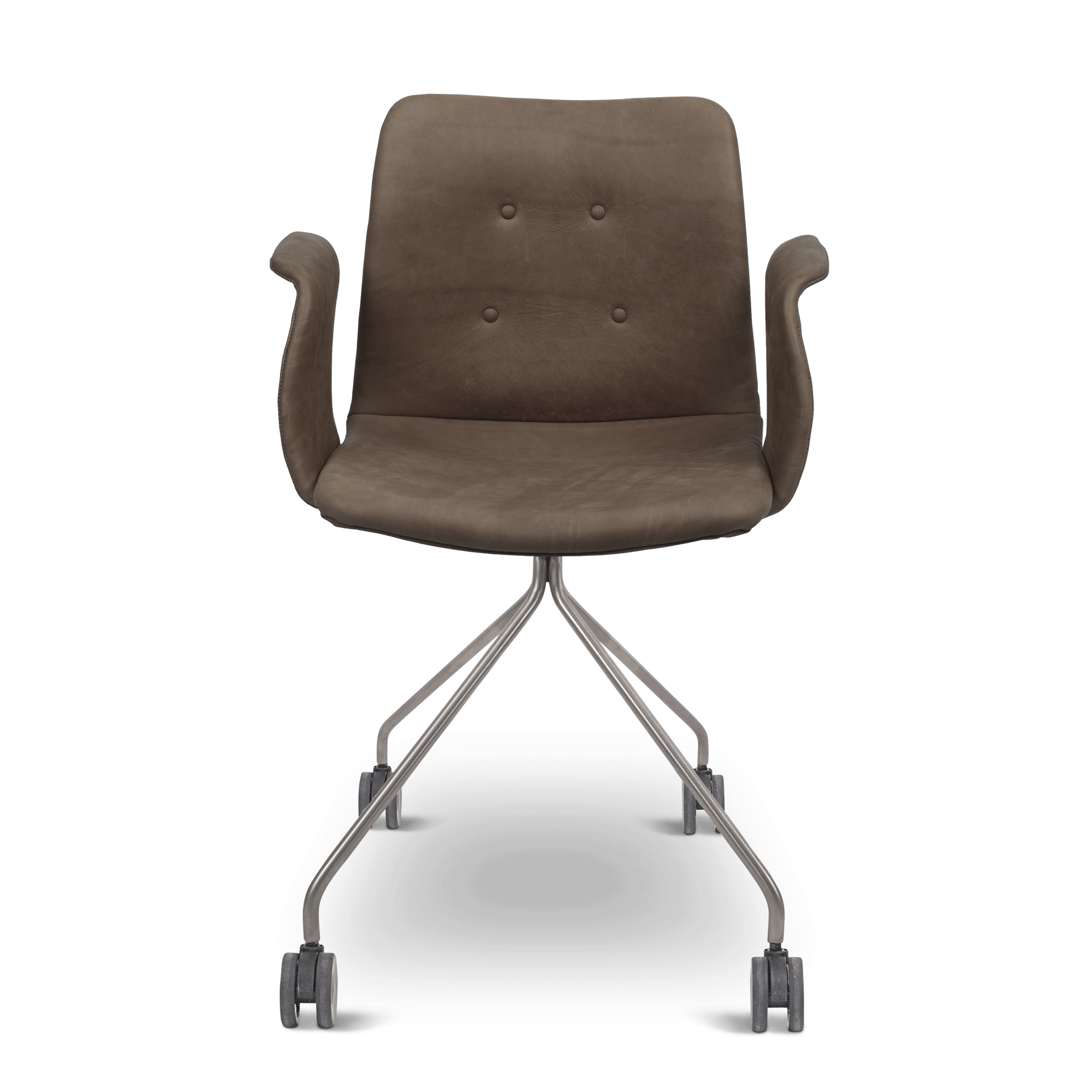 Bent Hansen Primum Office Chair w. Armrests And Wheels Stainless Steel/ Tartufo