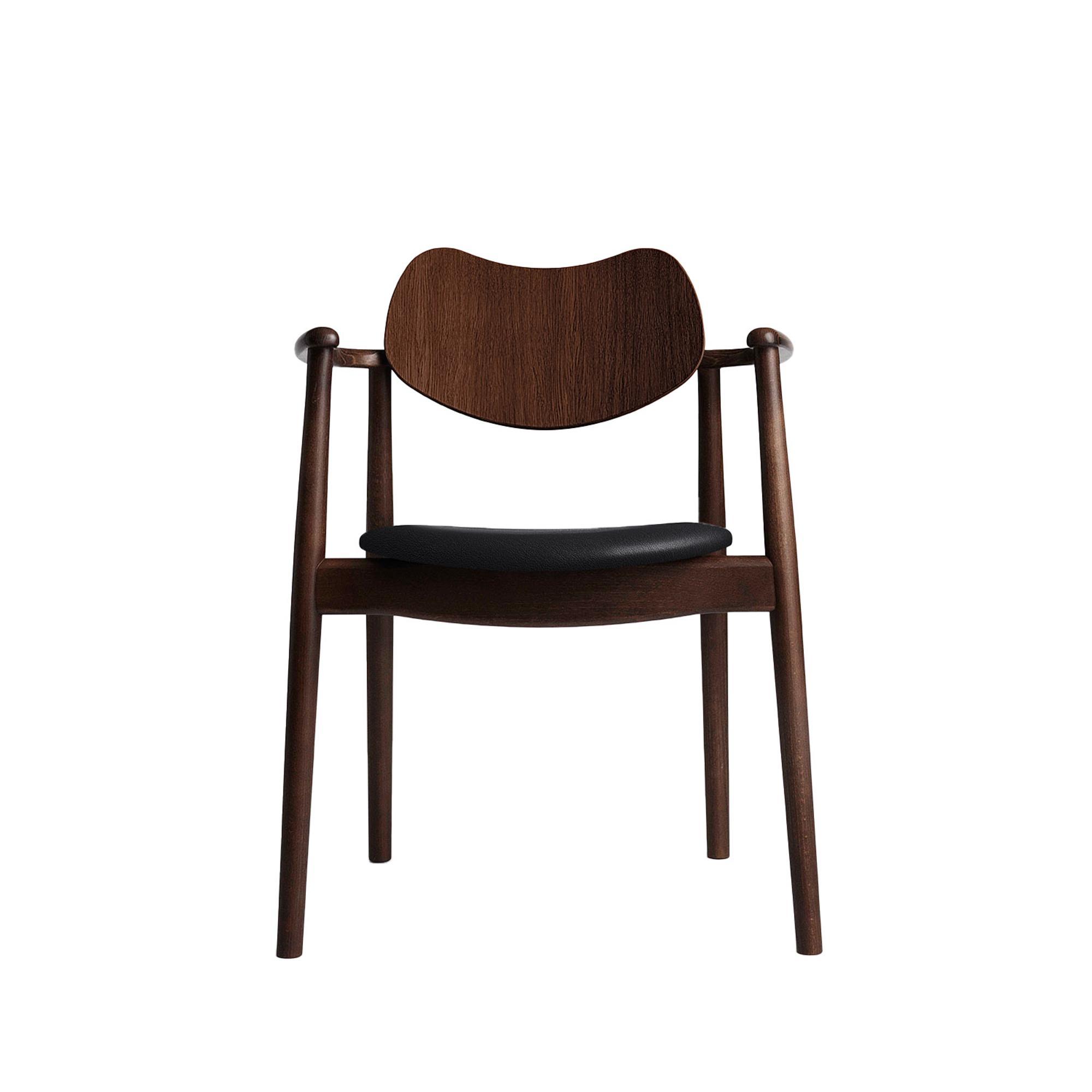 Ro Collection Regatta Dining Chair Upholstered Seat Beech/ Walnut/ Black Leather