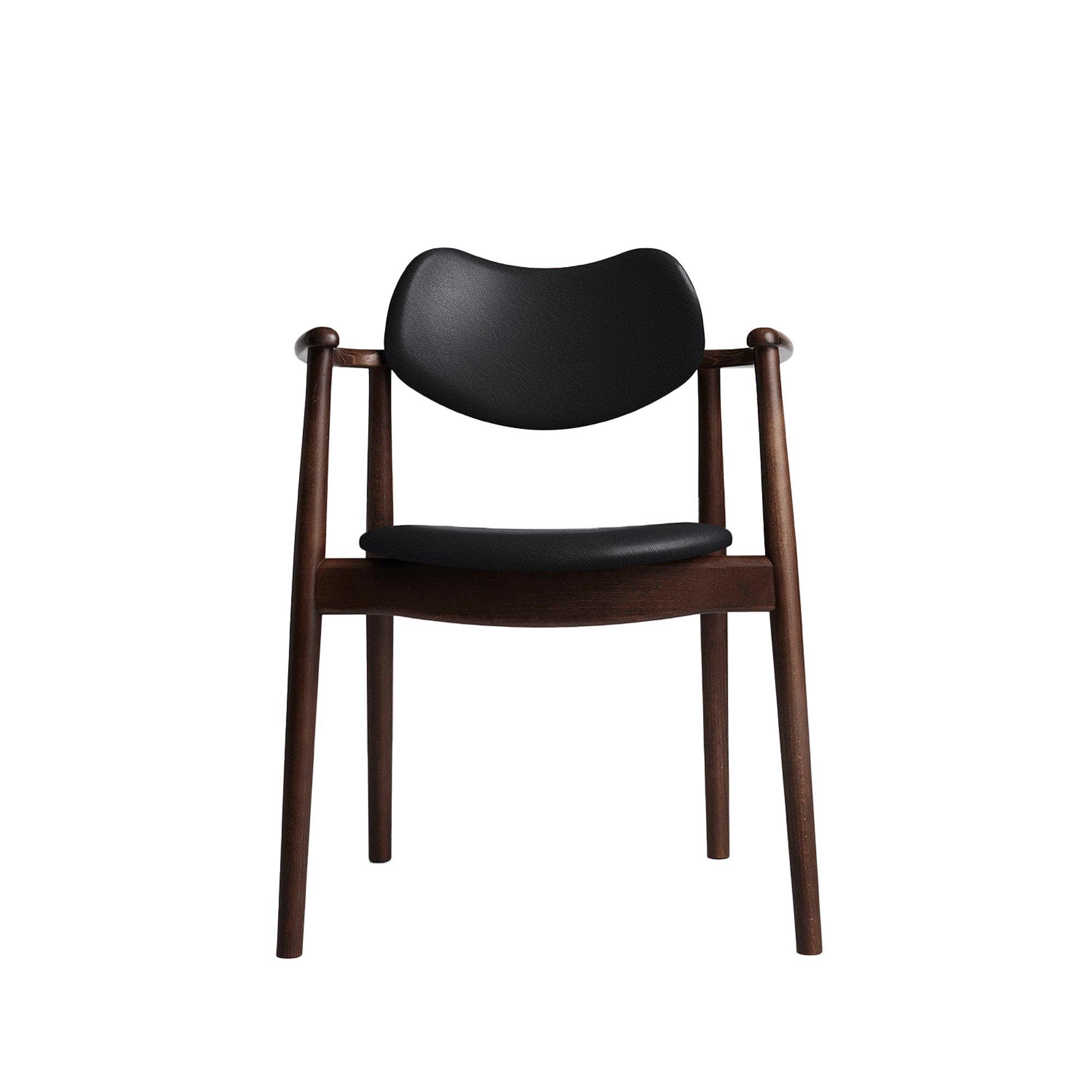 Ro Collection Regatta Dining Chair Upholstered Beech/ Walnut/ Black Leather