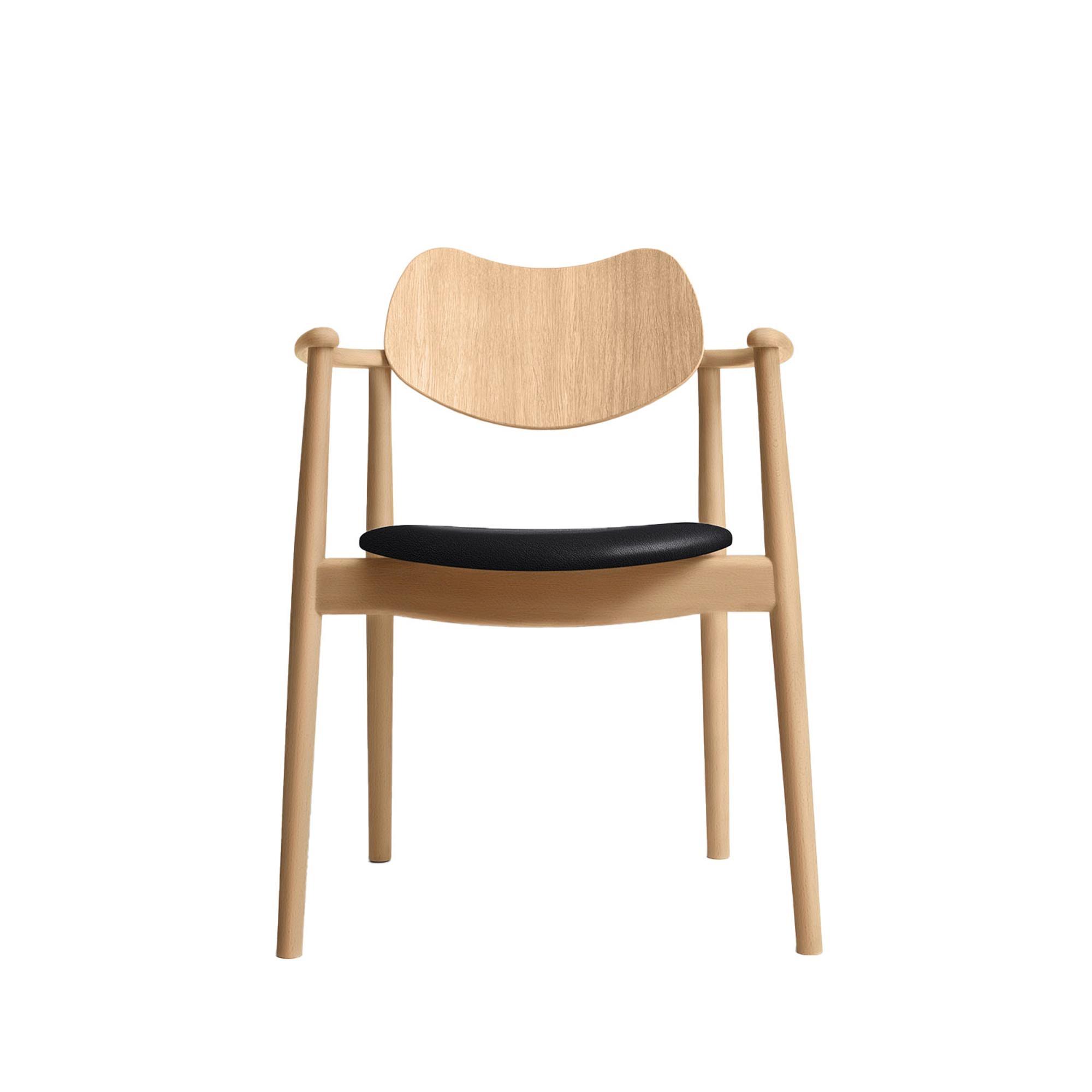 Ro Collection Regatta Dining Chair Upholstered Seat Oiled Beech/ Black Leather