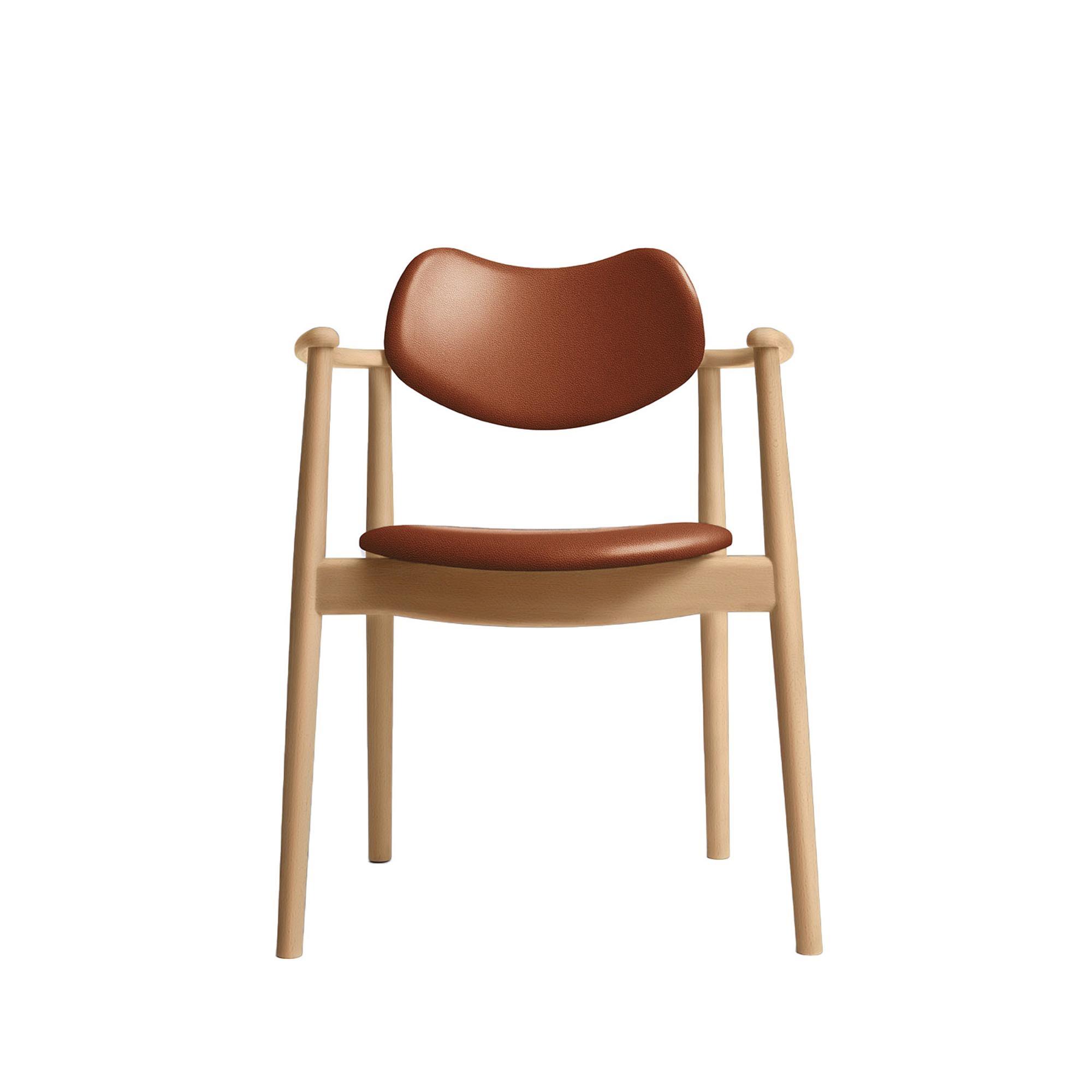 Ro Collection Regatta Dining Chair Upholstered Oiled Beech/Calvados Leather