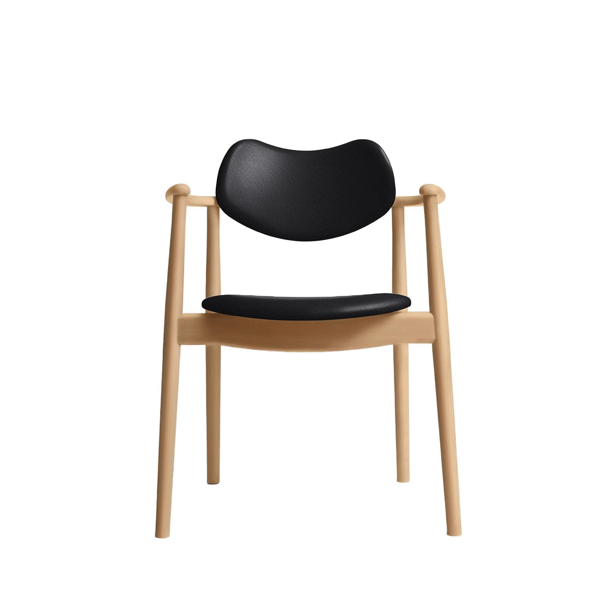 Ro Collection Regatta Dining Chair Upholstered Oiled Beech/ Black Leather