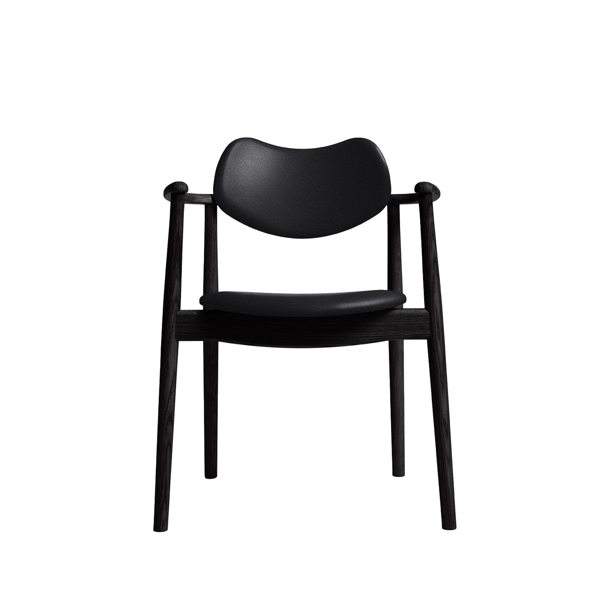 Ro Collection Regatta Dining Chair Upholstered Black Lacquered Oak/ Black Leather