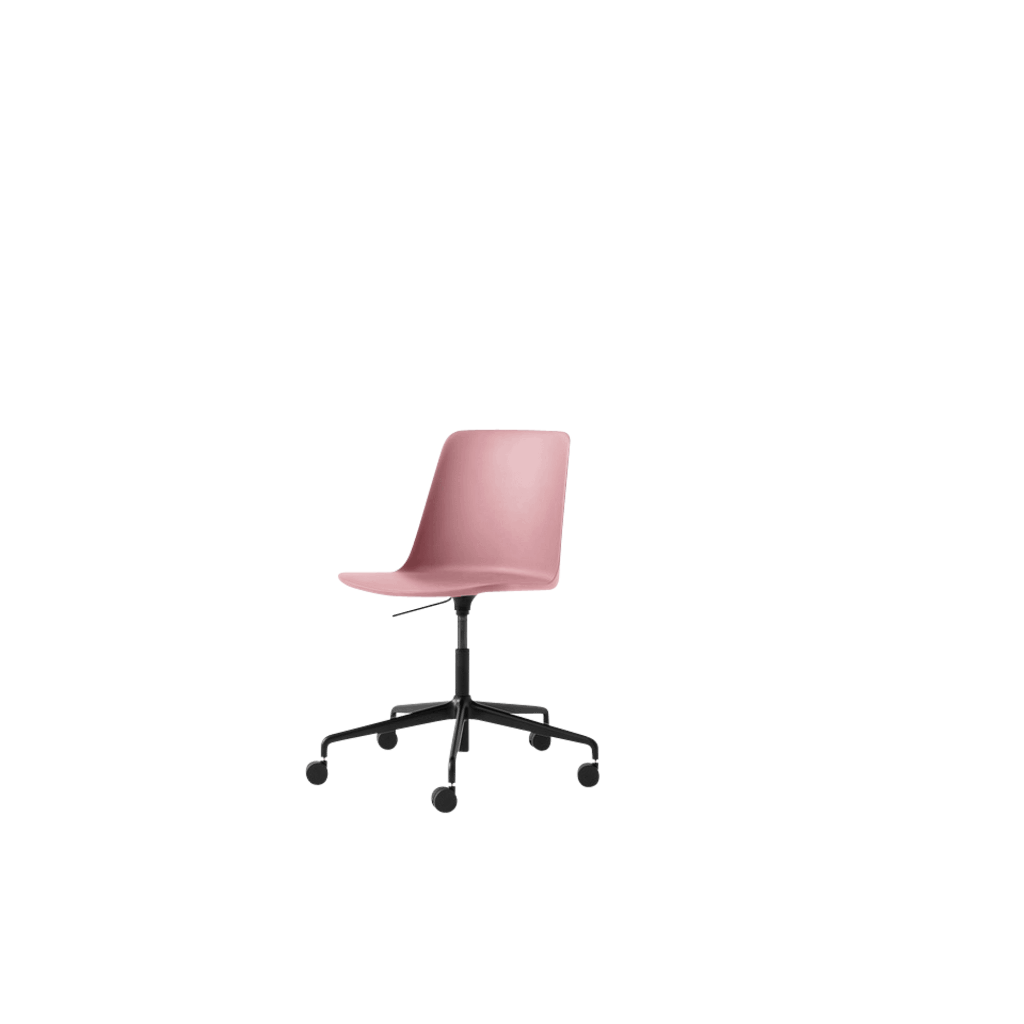 &Tradition Rely HW28 Spisebordsstol Uden Armlæn Swivel Med Hjul Soft Pink/Sort