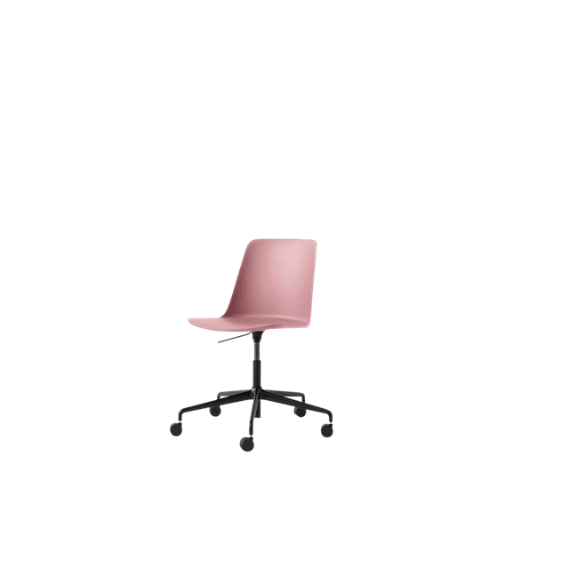 Rely HW28 Chaise de Salle à Manger sans Accoudoirs Pivotante avec Roulettes Rose tendre/Noir