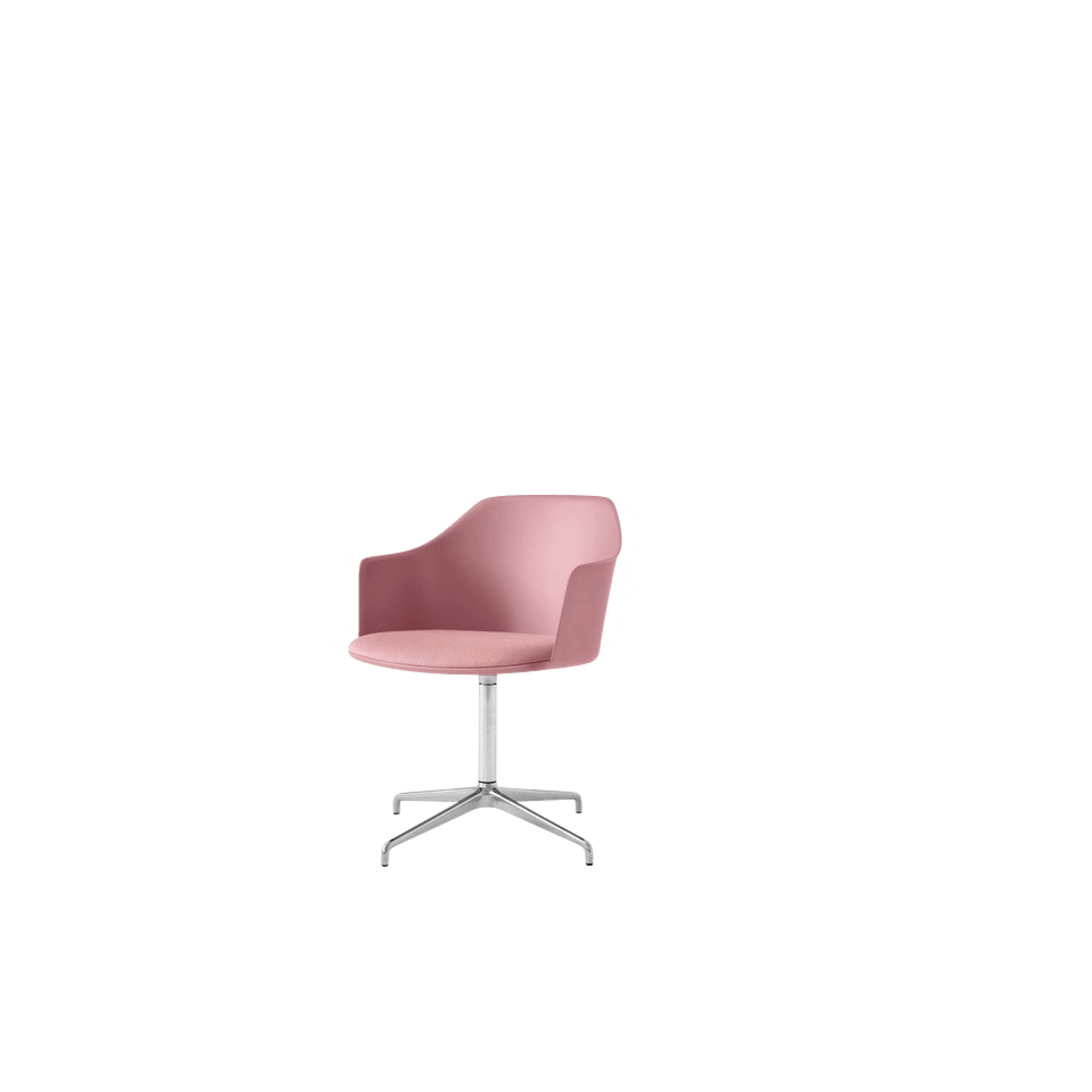 &Tradition Rely HW39 Spisebordsstol Med Armlæn Swivel Polstret Sæde Soft Pink/Aluminium/Vidar 0622