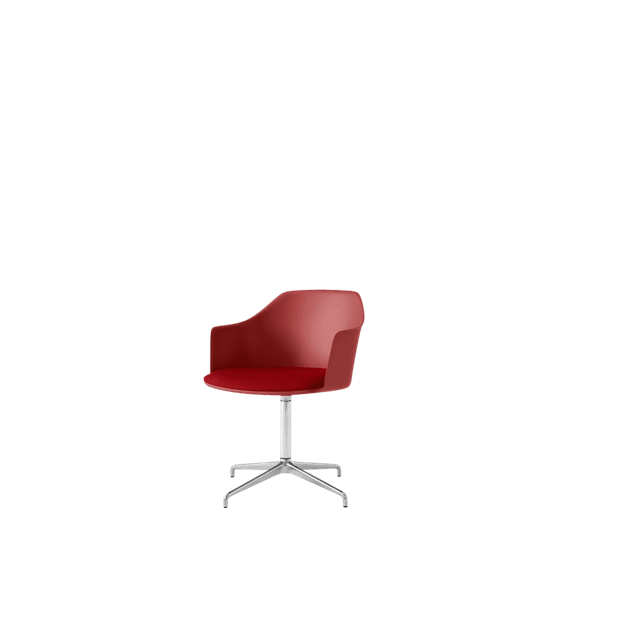 &tradition &Tradition Rely HW39 Spisebordsstol Med Armlæn Swivel Polstret Sæde Vermilion Red/Aluminium/Vidar 0556