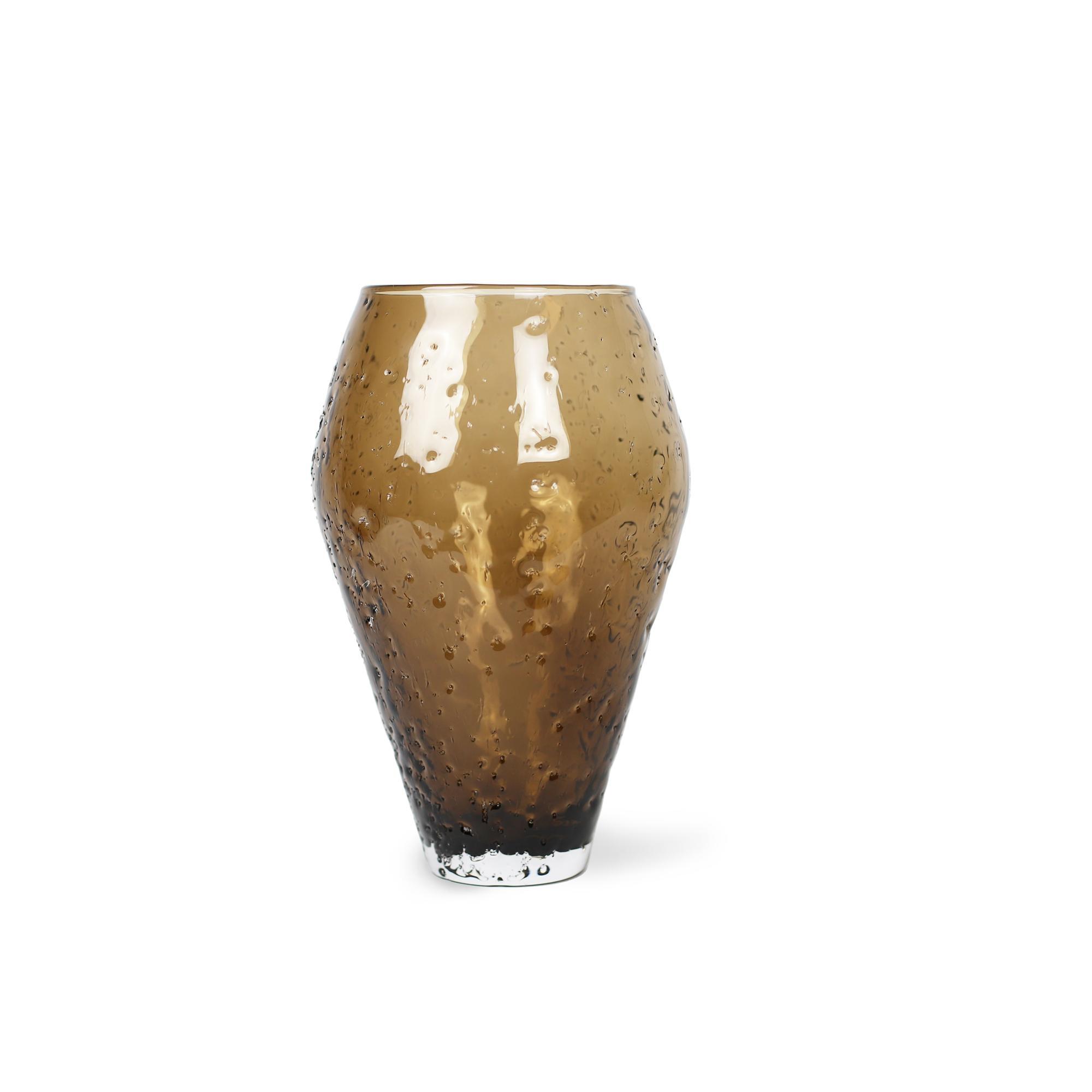 Ro Collection Crushed Glass Vase Large Sepia Brown 