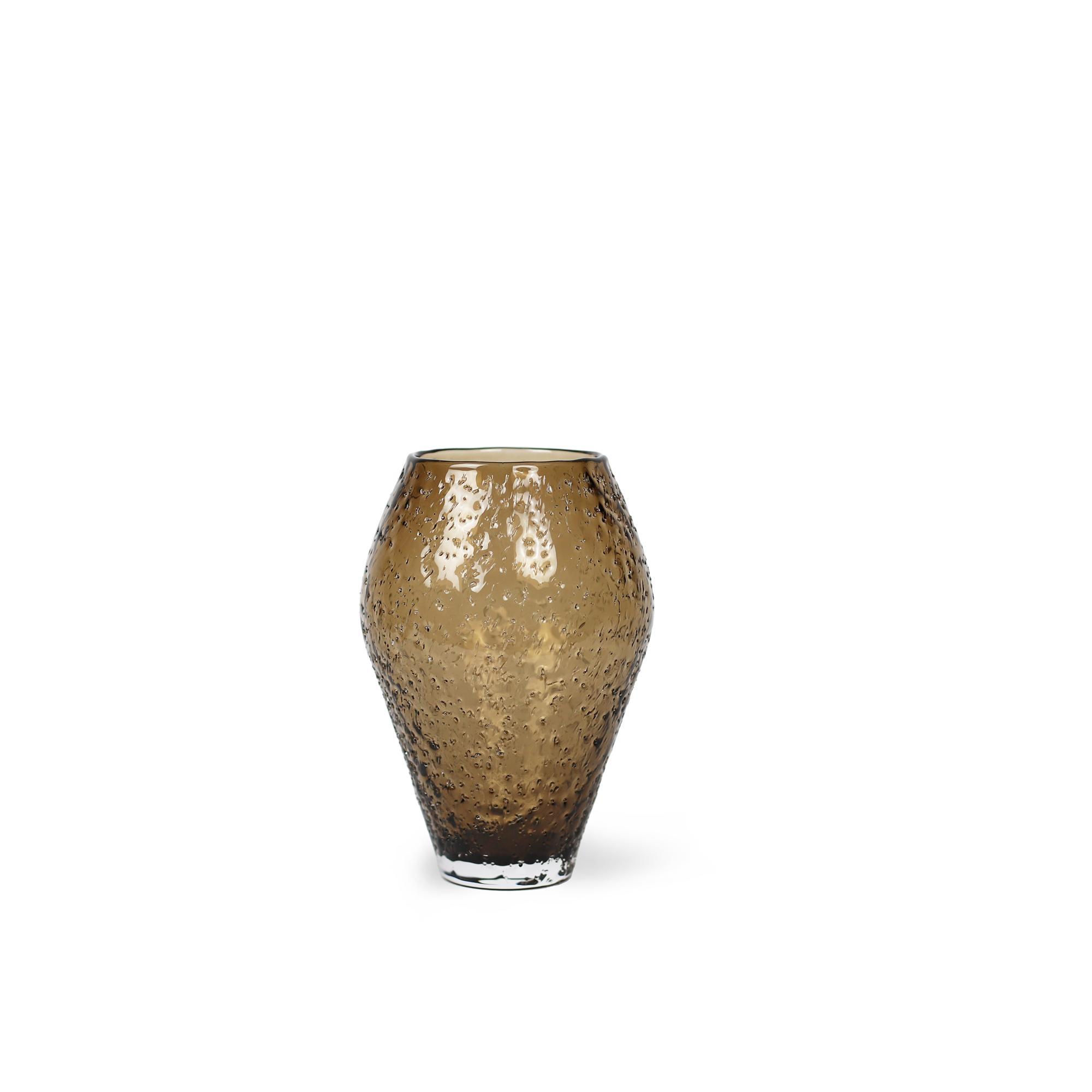 Ro Collection Crushed Glass Vase Small Sepia Brown 