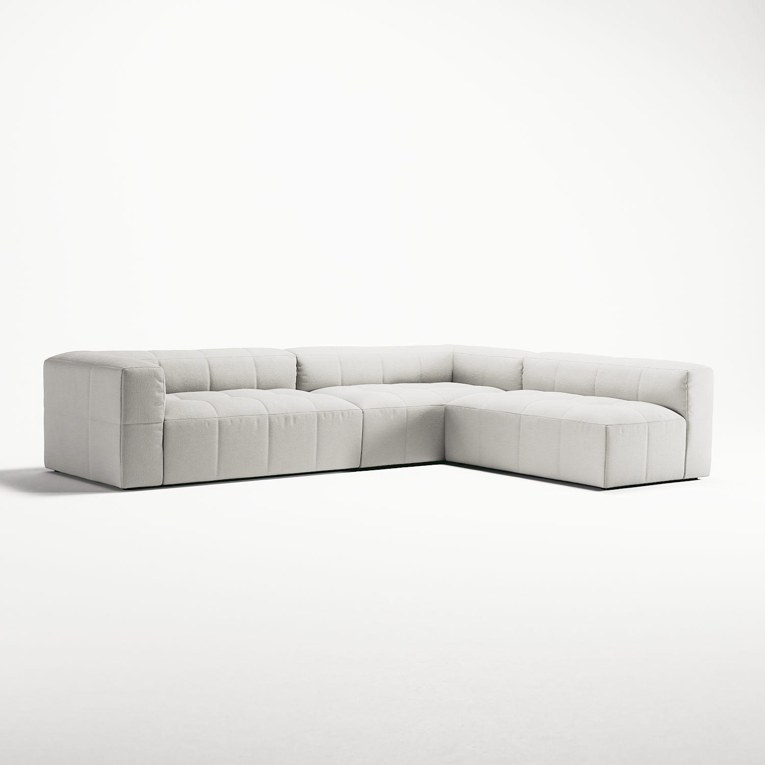 Decotique Mure 4-Personers Sofa Med Åben Ende Højre Steam/Hvid
