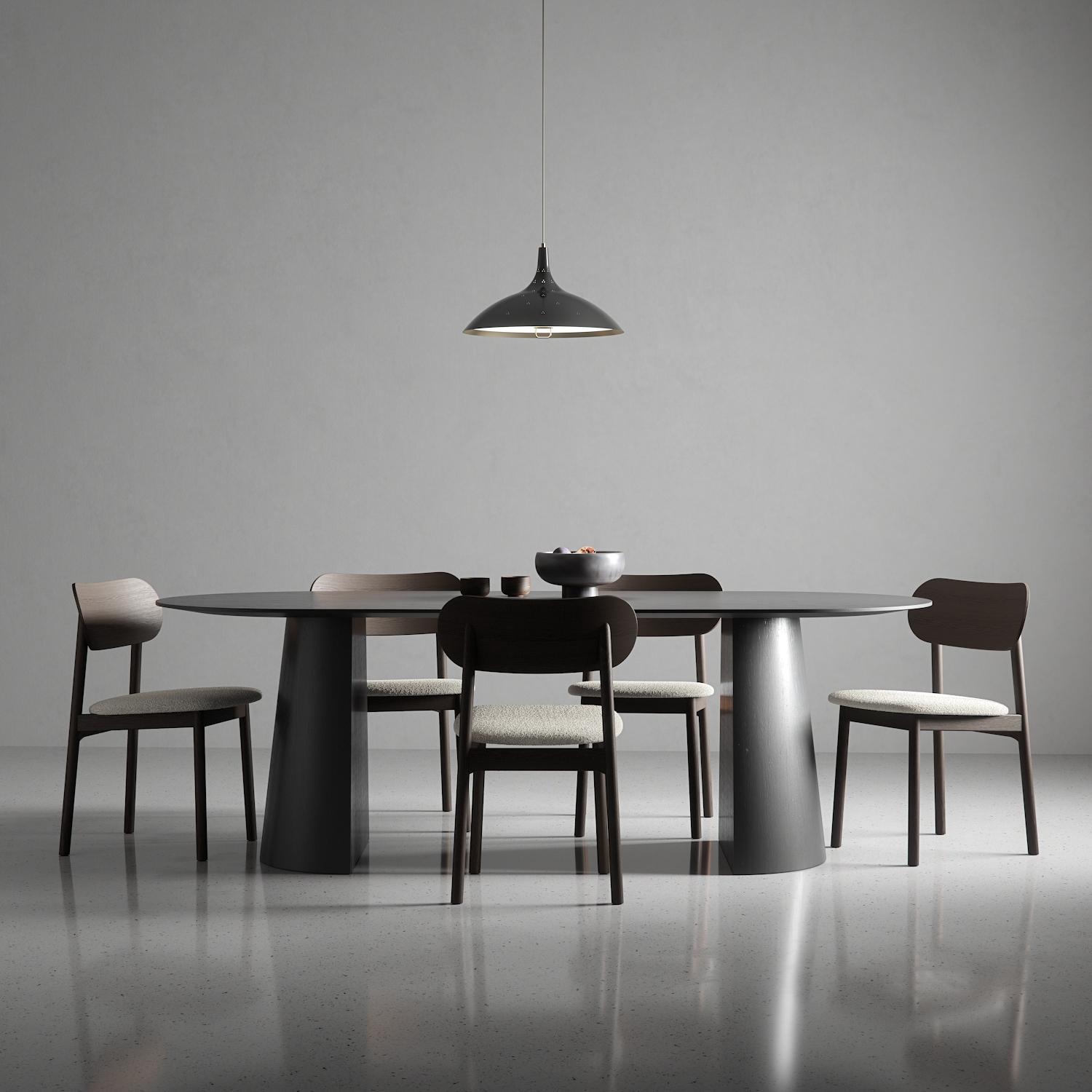 Decotique Elephant Spisebordsstol Mørkt Egetræ/Hvidt Bouclé