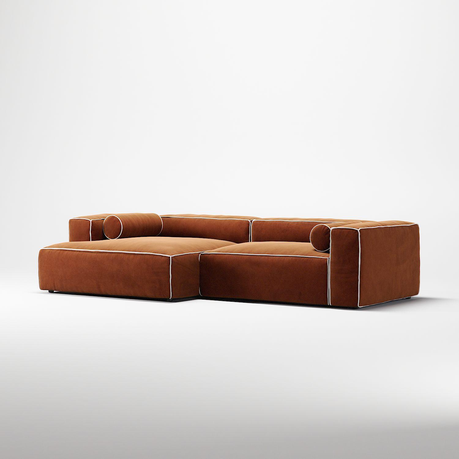 Decotique Grand Hue 3-Personers Sofa Chaiselong Venstre Moonwhite/Kobber