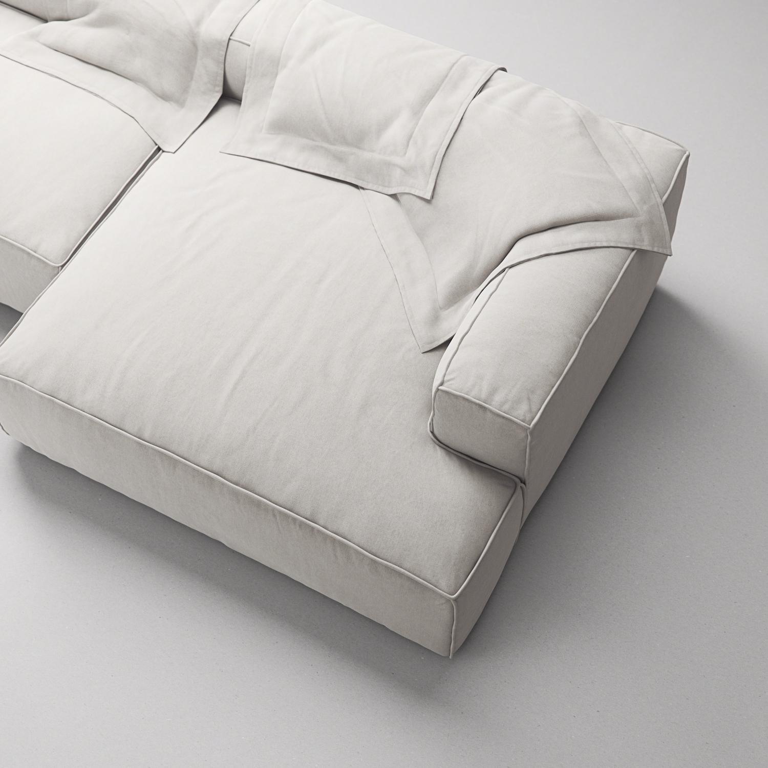Decotique Grand 3-Personers Sofa Chaiselong Højre Moonwhite