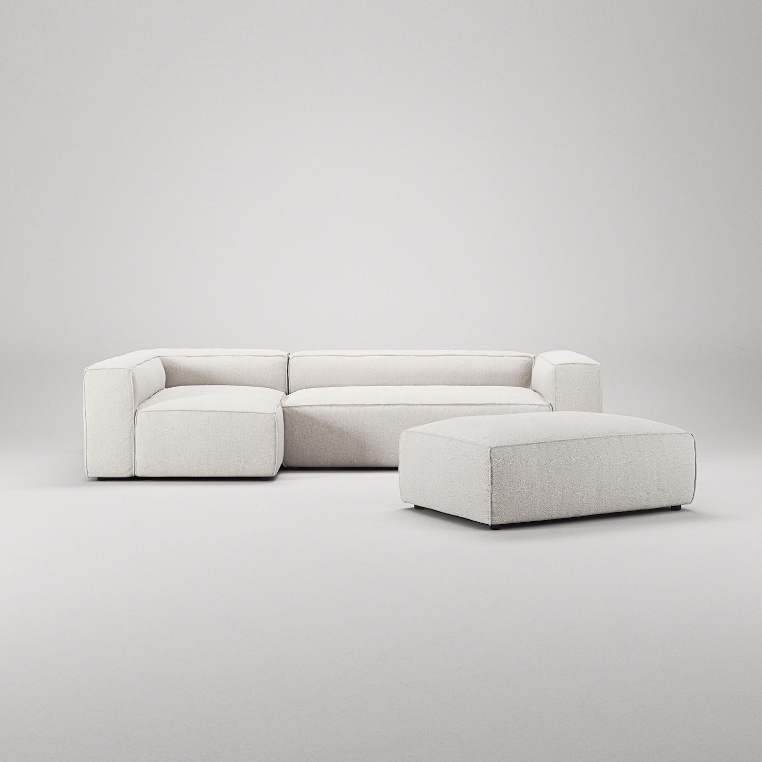 Decotique Grand 4-Personers Sofa Divan Åben Ende Med Fodskammel Venstre Steam/Hvid