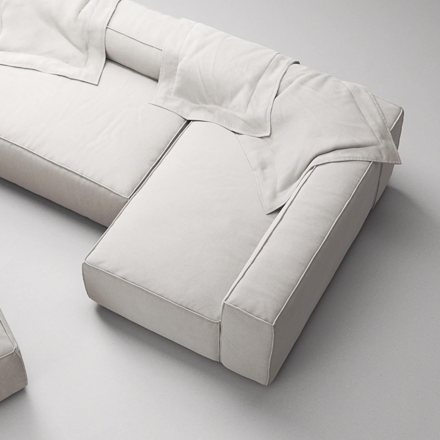 Decotique Grand 4-Personers Sofa Divan Åben Ende Med Fodskammel Højre Moonwhite