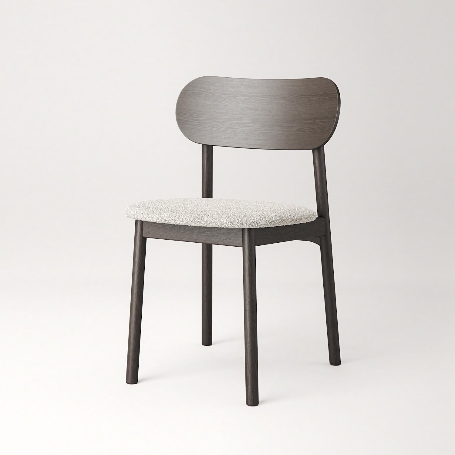 Decotique Elephant Spisebordsstol Mørkt Egetræ/Hvidt Bouclé