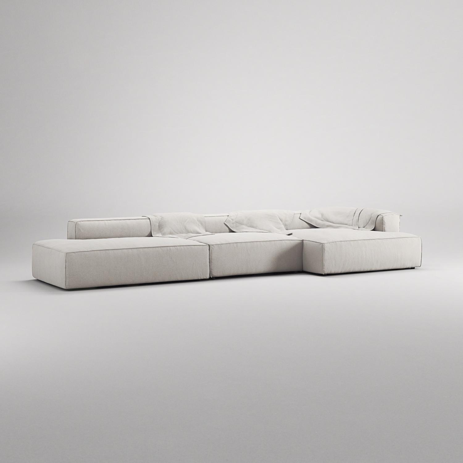 Decotique Grand 5-Personers Sofa Åben Ende Venstre Moonwhite