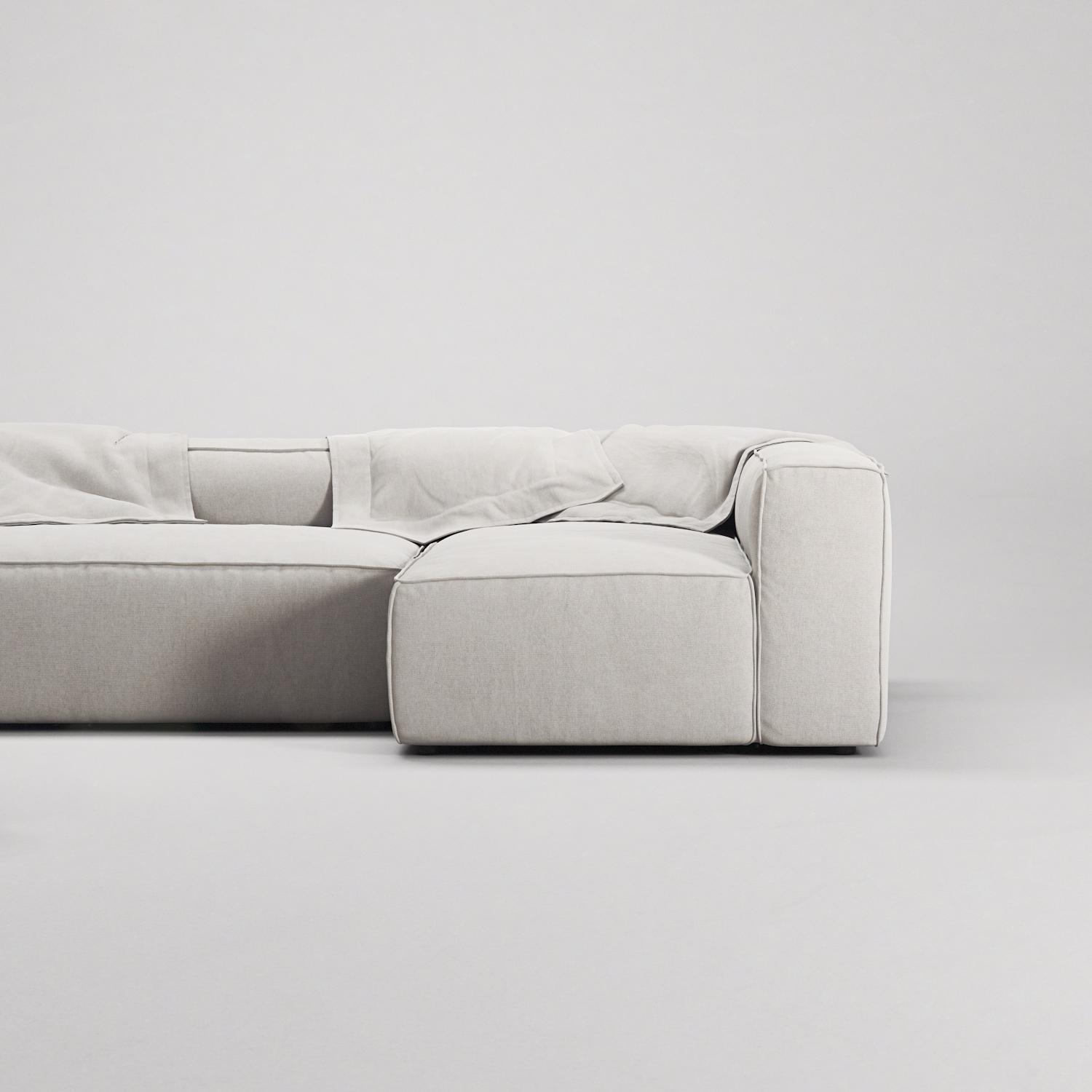 Decotique Grand 4-Personers Sofa Divan Åben Ende Med Fodskammel Højre Moonwhite