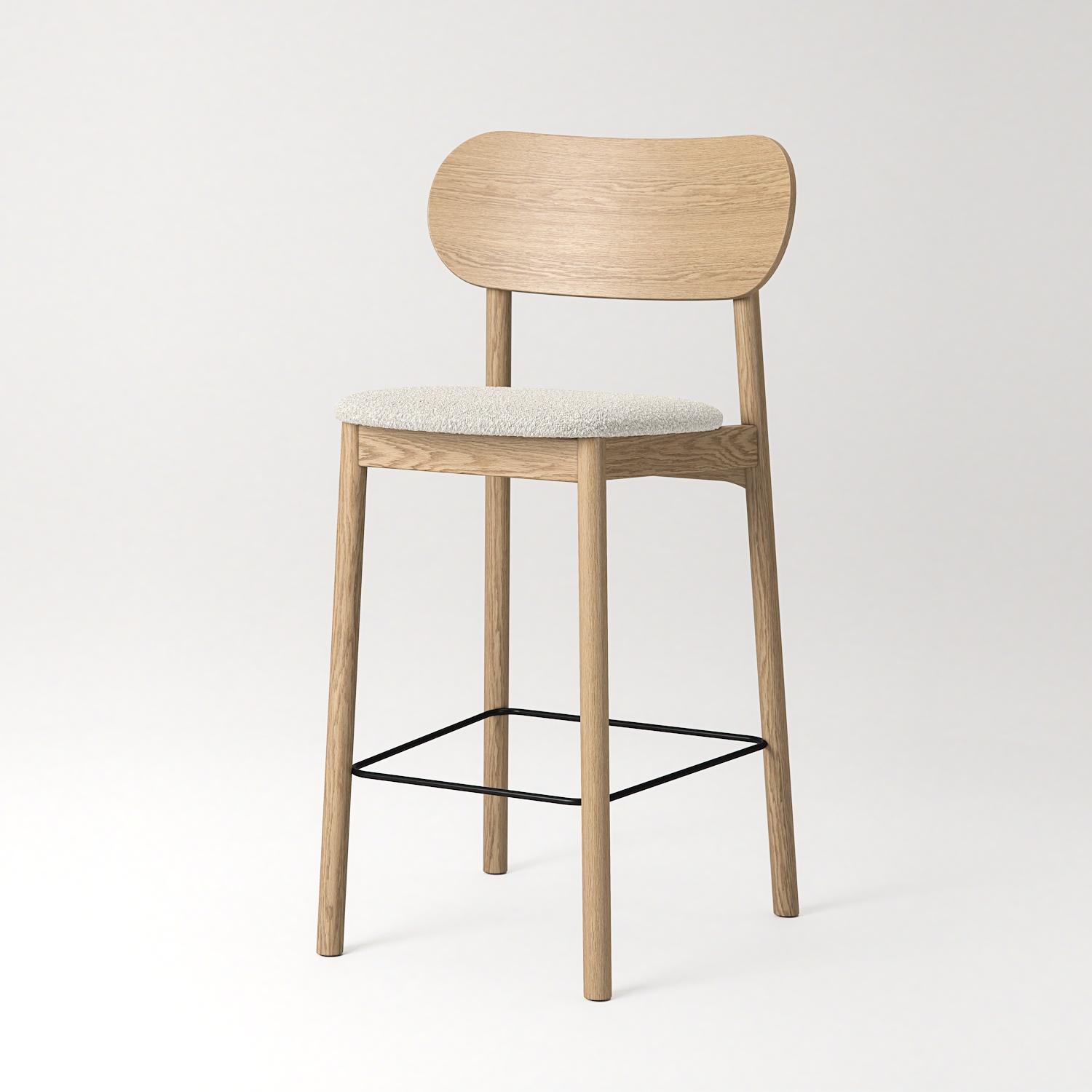 Decotique Elephant Barstol Naturligt Egetræ/Hvidt Bouclé