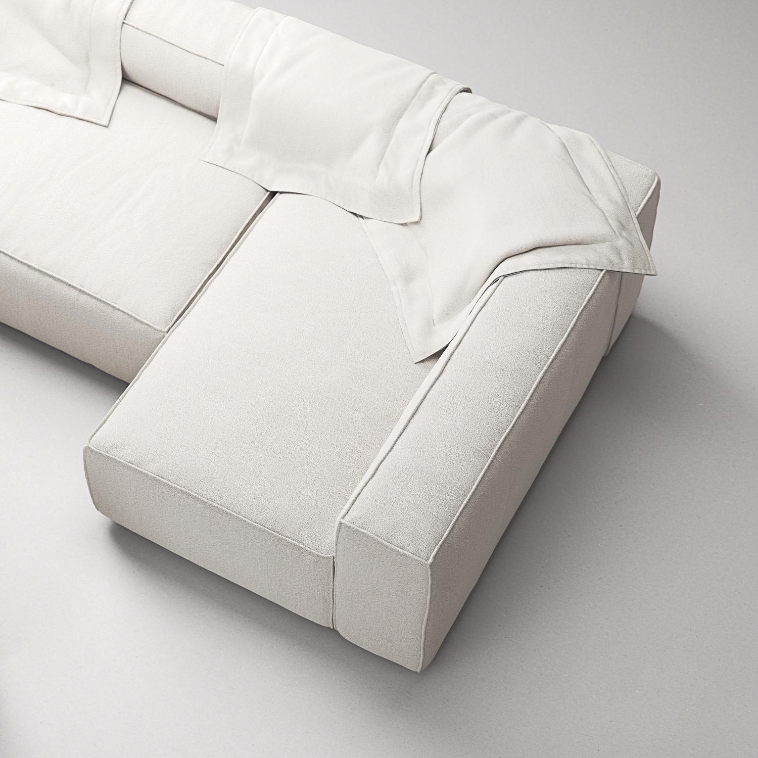Decotique Grand 4-Personers Sofa Divan Åben Ende Med Fodskammel Højre Steam/Hvid