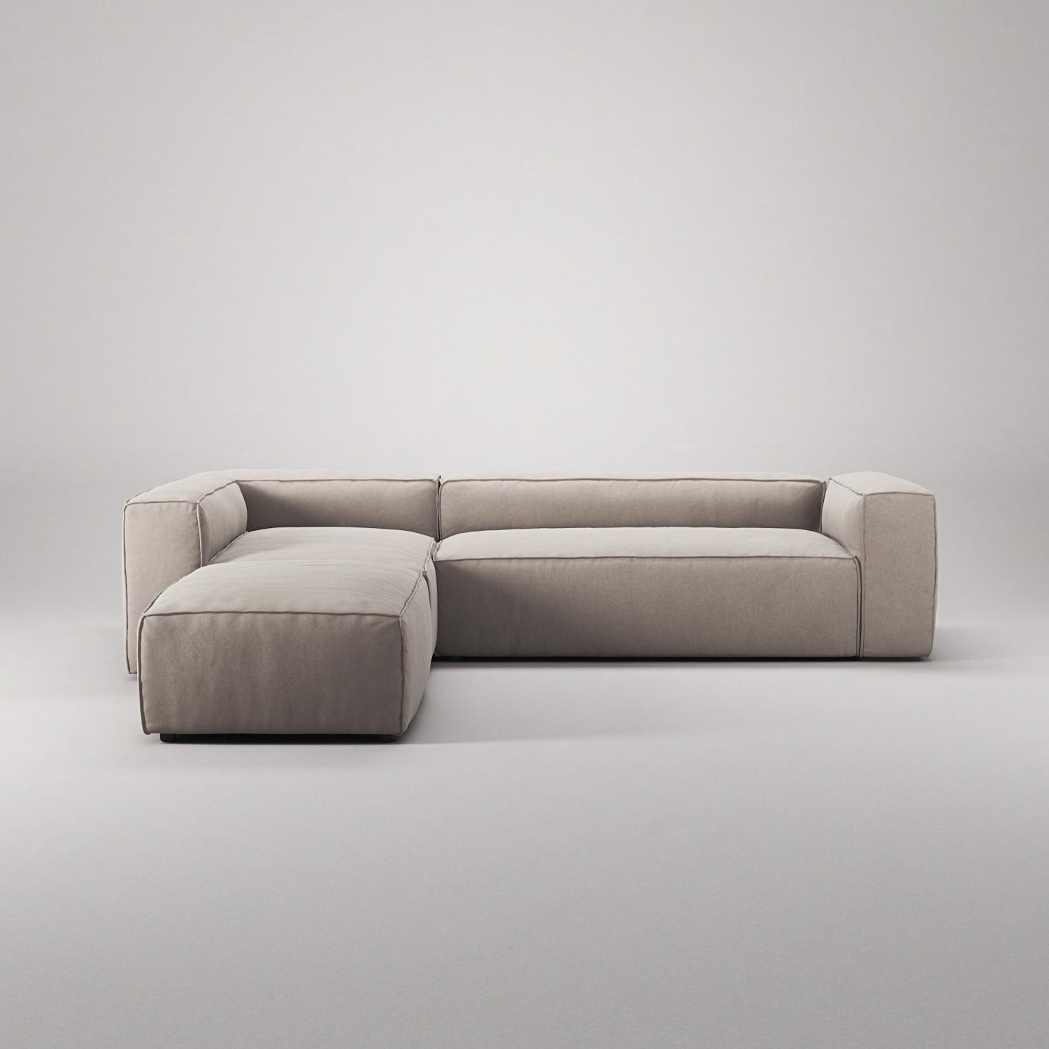 Decotique Grand 4-Personers Sofa Divan Åben Ende Med Fodskammel Venstre Sandshell/Beige