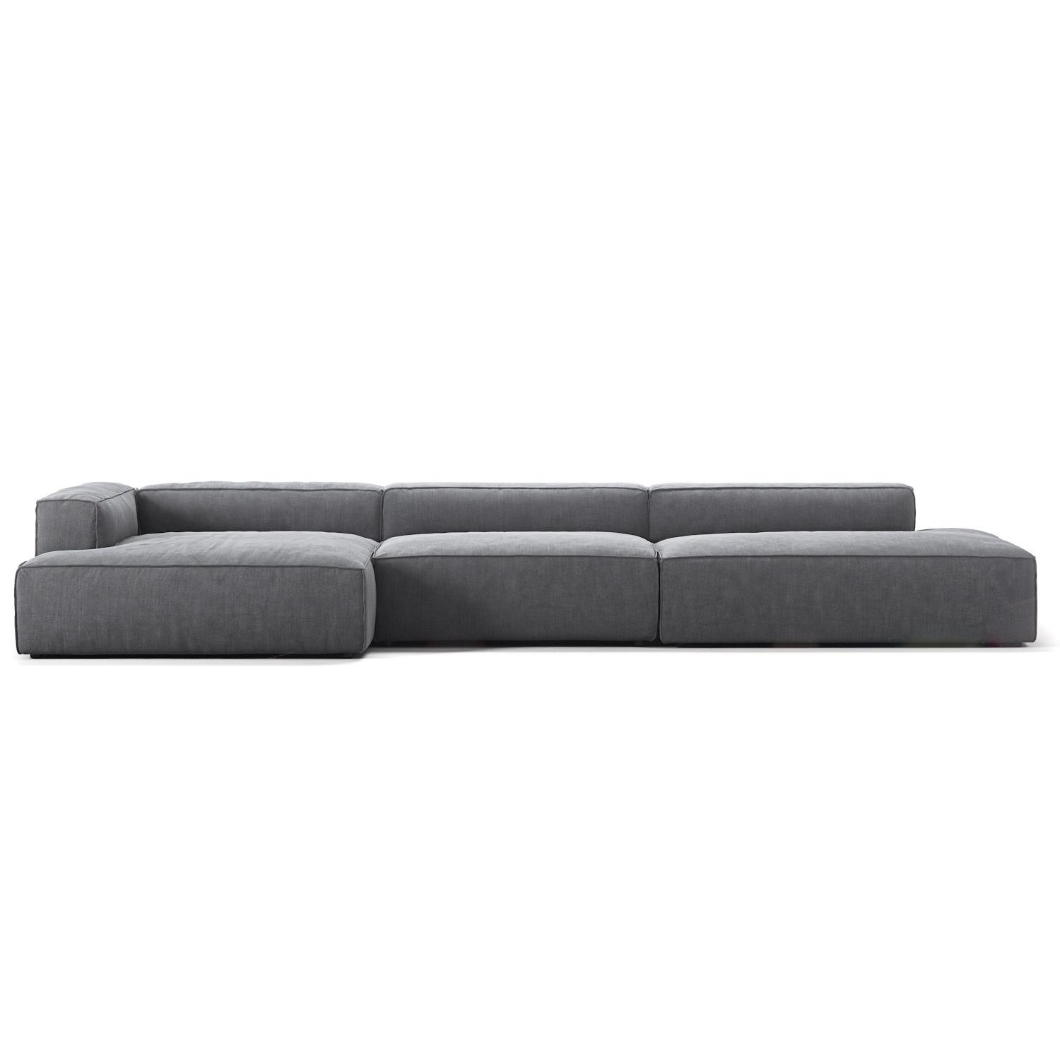 Decotique Grand 5-Personers Sofa Åben Ende Højre Steam/Hvid