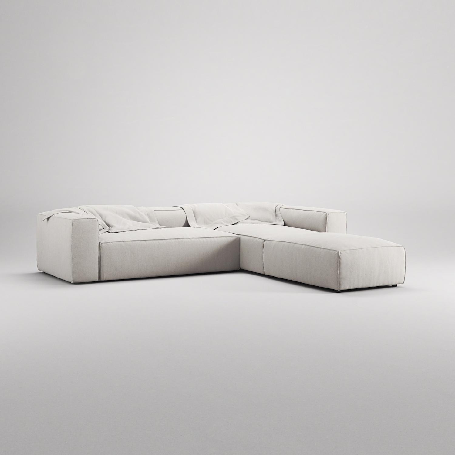 Decotique Grand 4-Personers Sofa Divan Åben Ende Med Fodskammel Højre Moonwhite