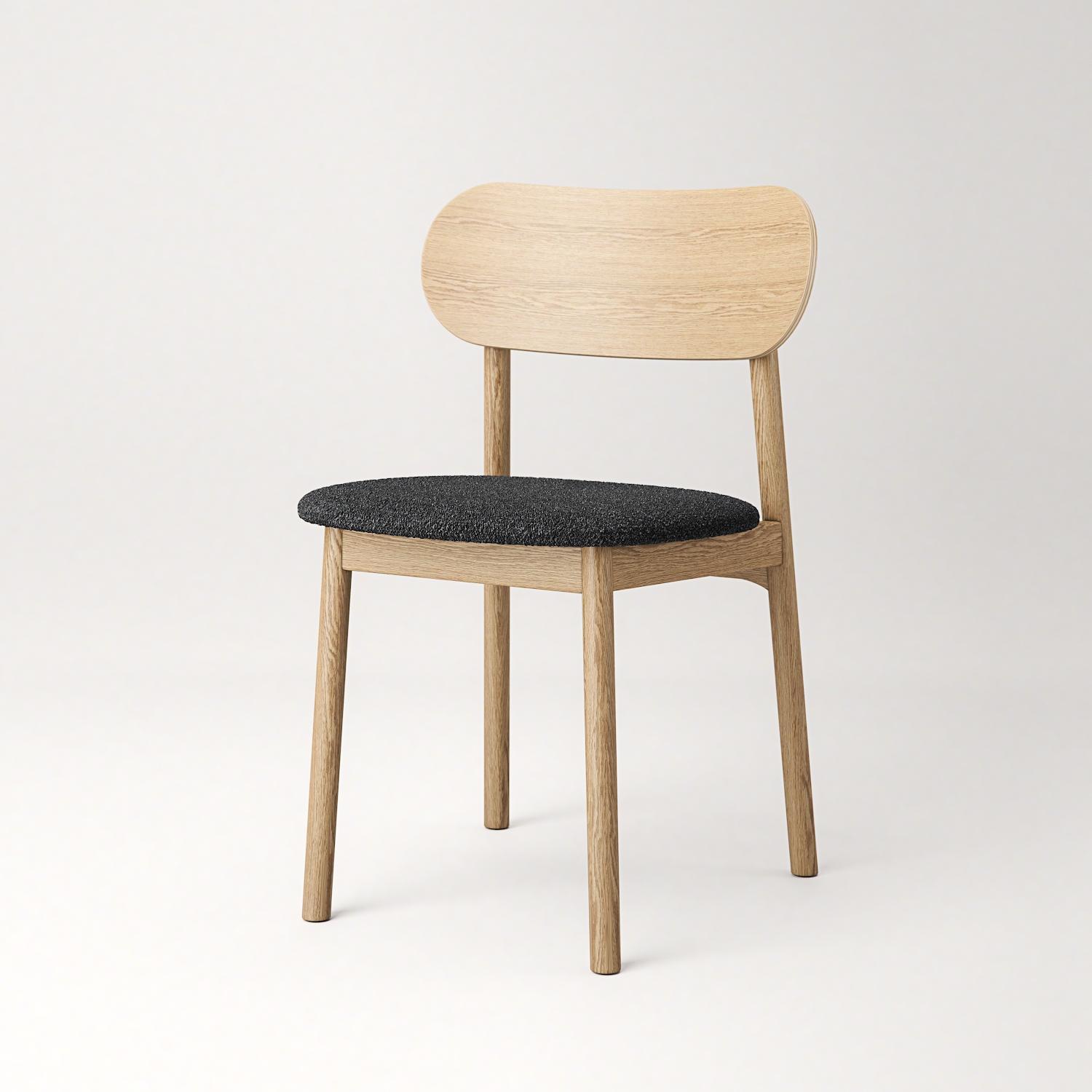 Decotique Elephant Spisebordsstol Naturligt Egetræ/Antracitfarvet Bouclé