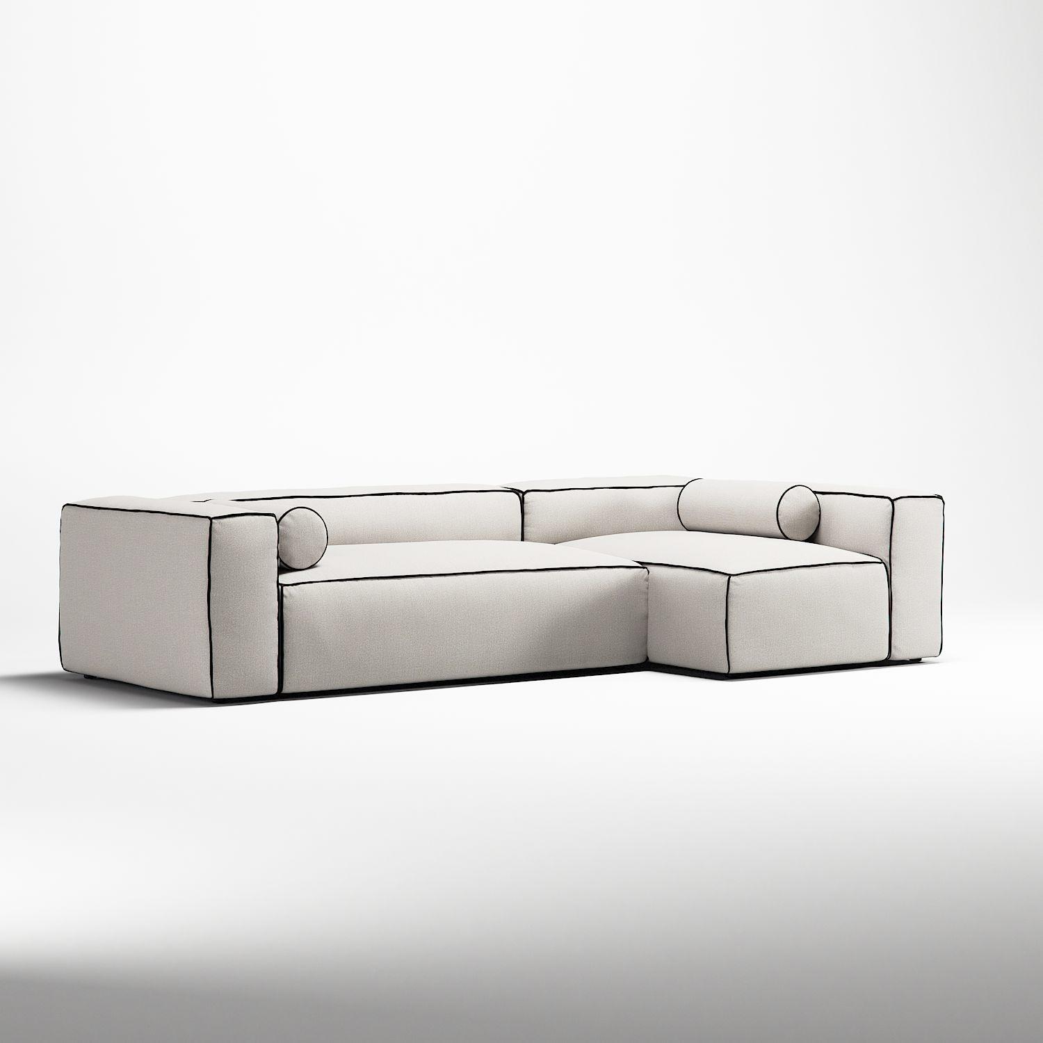 Decotique Grand Hue 4-Personers Sofa Divan Højre Steam/Hvid/Grafitgrå