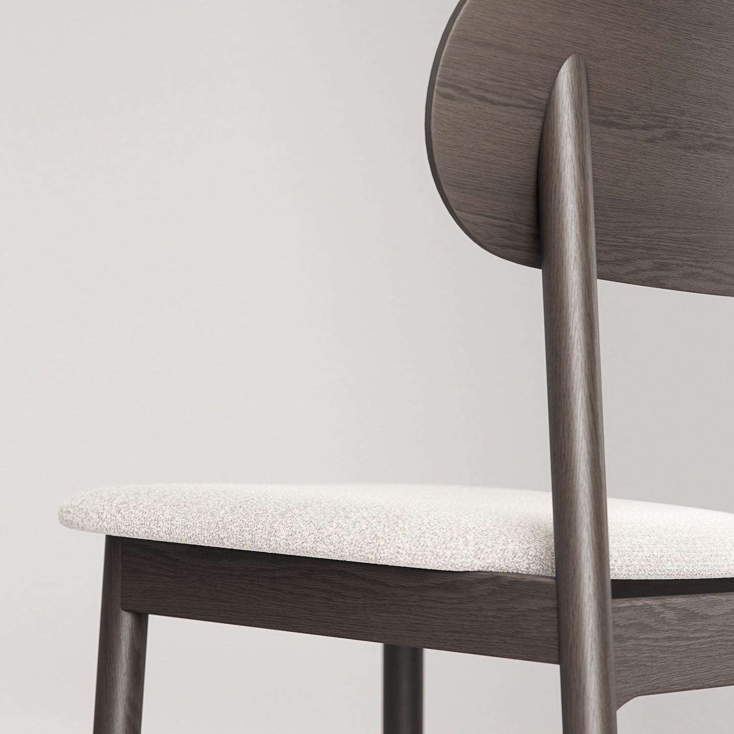 Decotique Elephant Spisebordsstol Mørkt Egetræ/Hvidt Bouclé