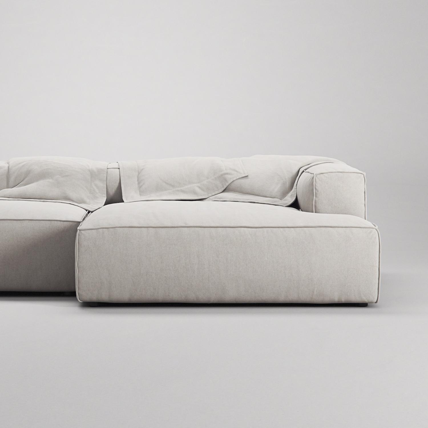 Decotique Grand 3-Personers Sofa Chaiselong Højre Moonwhite